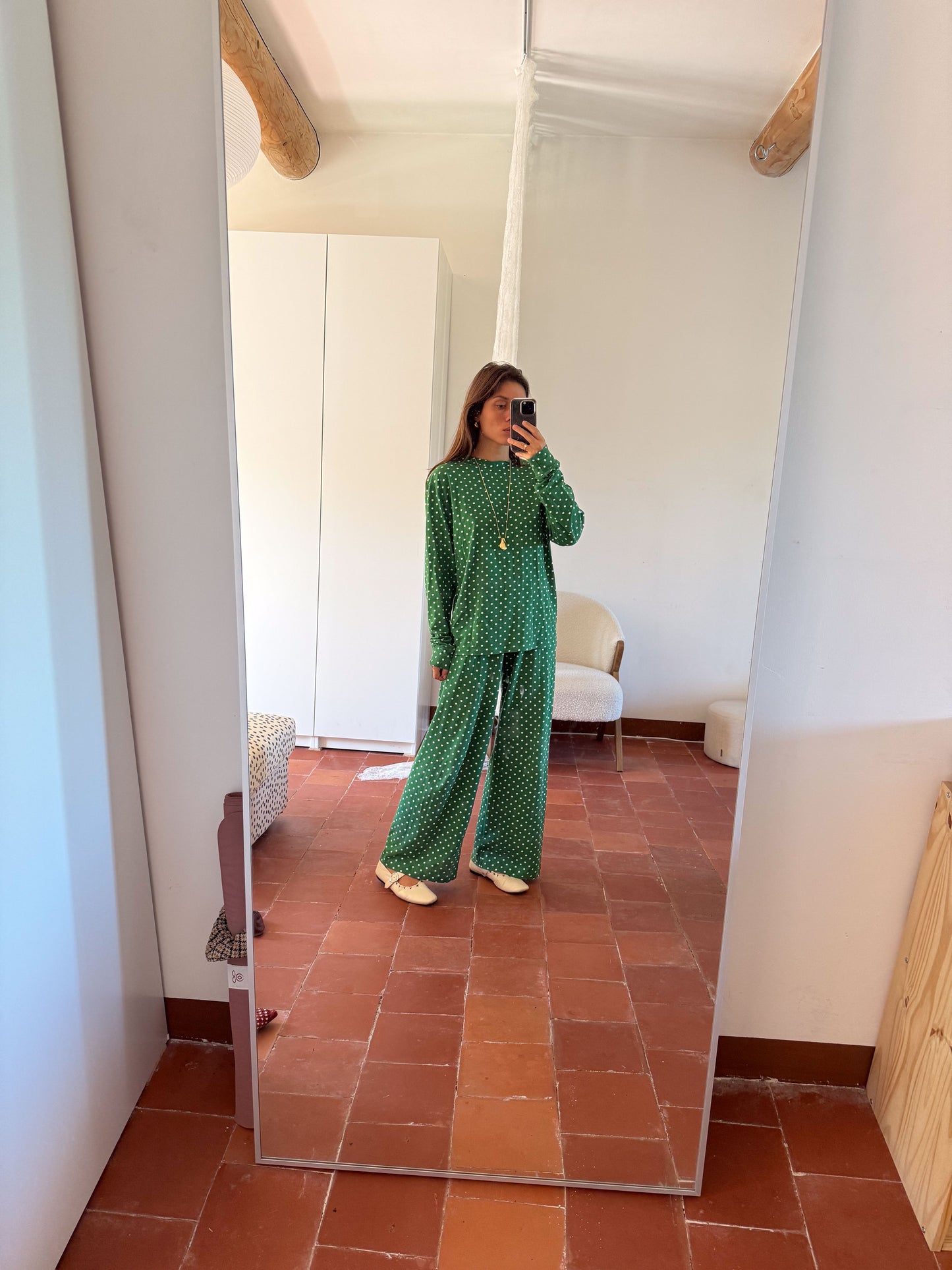 AGNES PANTS POLKA GREEN