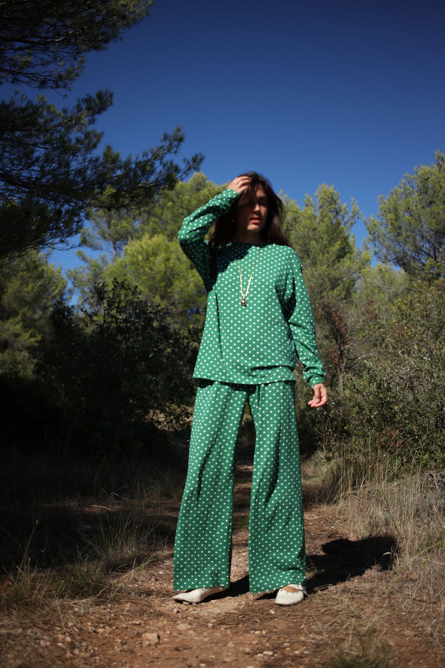 AGNES PANTS POLKA GREEN