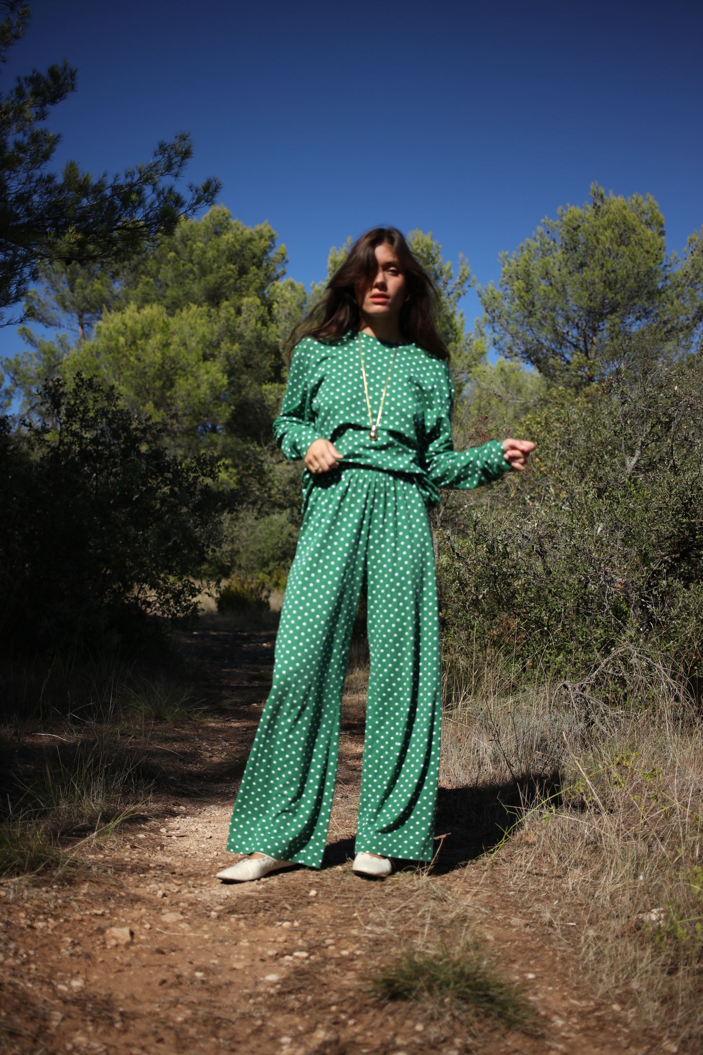 AGNES PANTS POLKA GREEN