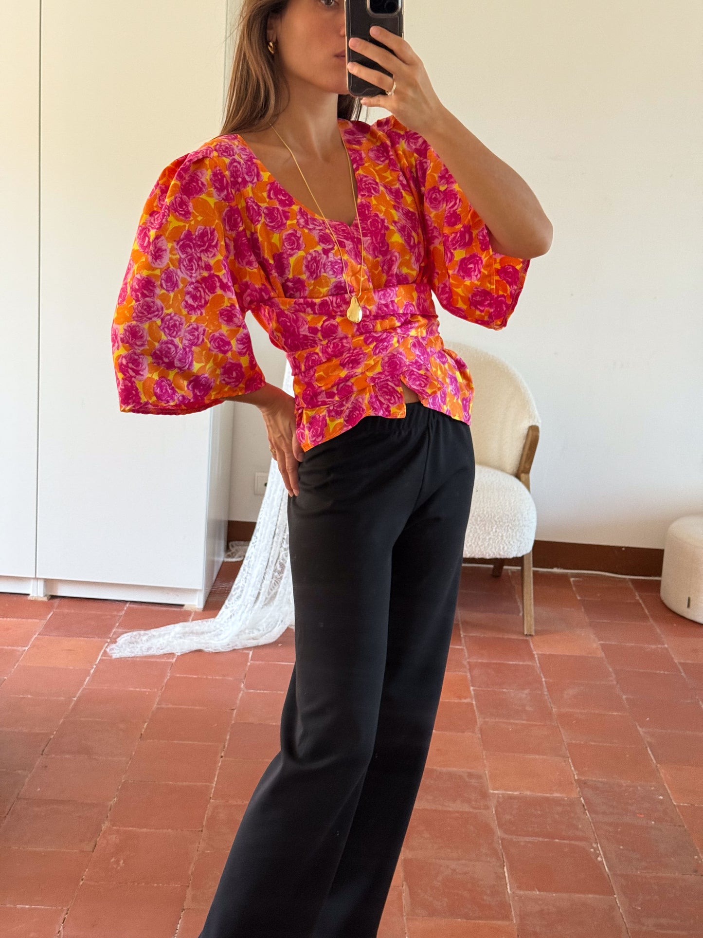 LINE BLOUSE SILK FLORAL