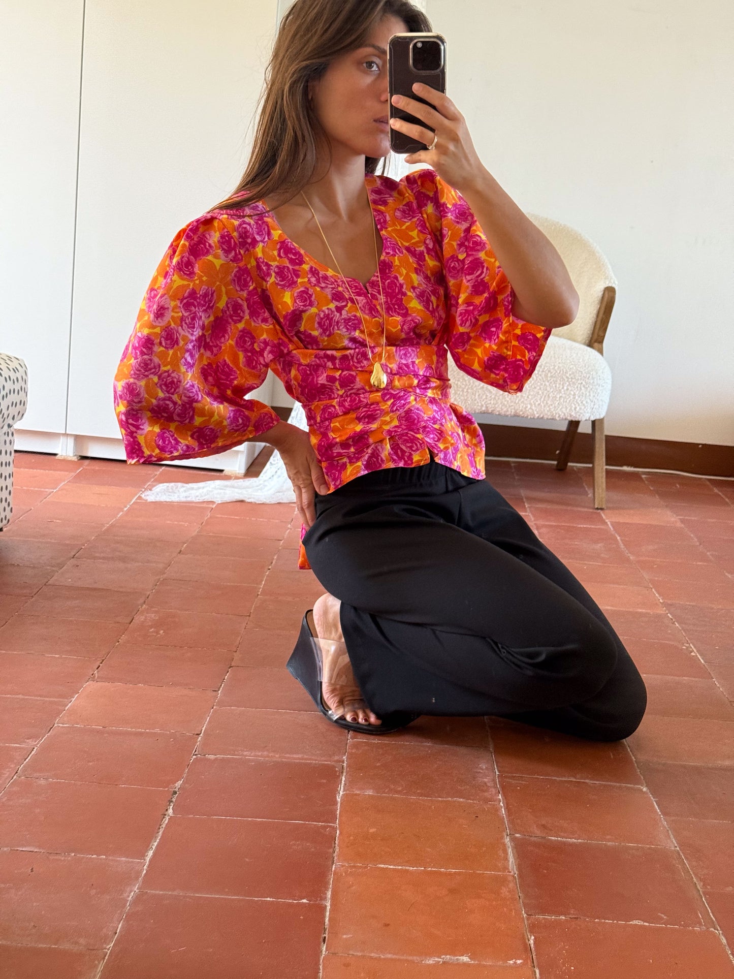 LINE BLOUSE SILK FLORAL