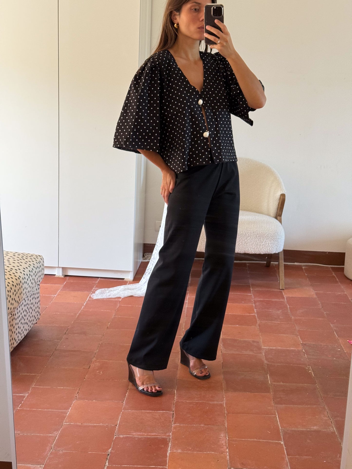 RAYOL BLOUSE POLKA BLACK