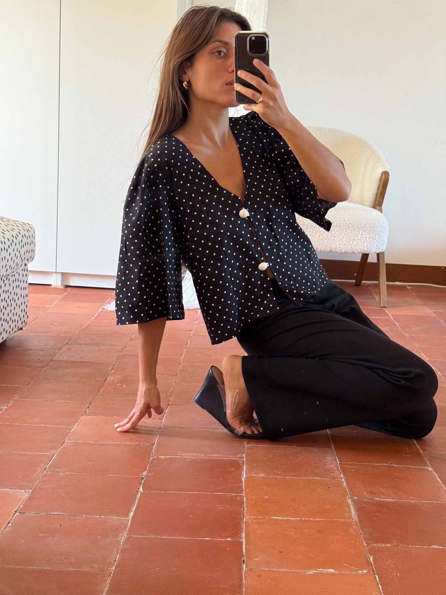 RAYOL BLOUSE POLKA BLACK