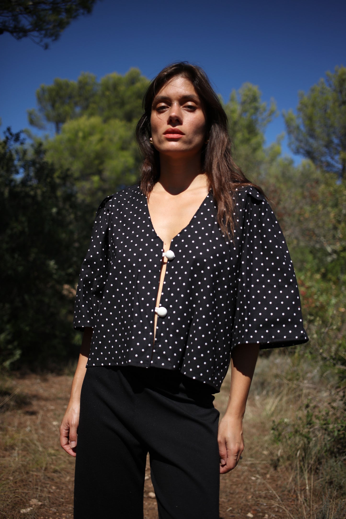 RAYOL BLOUSE POLKA BLACK