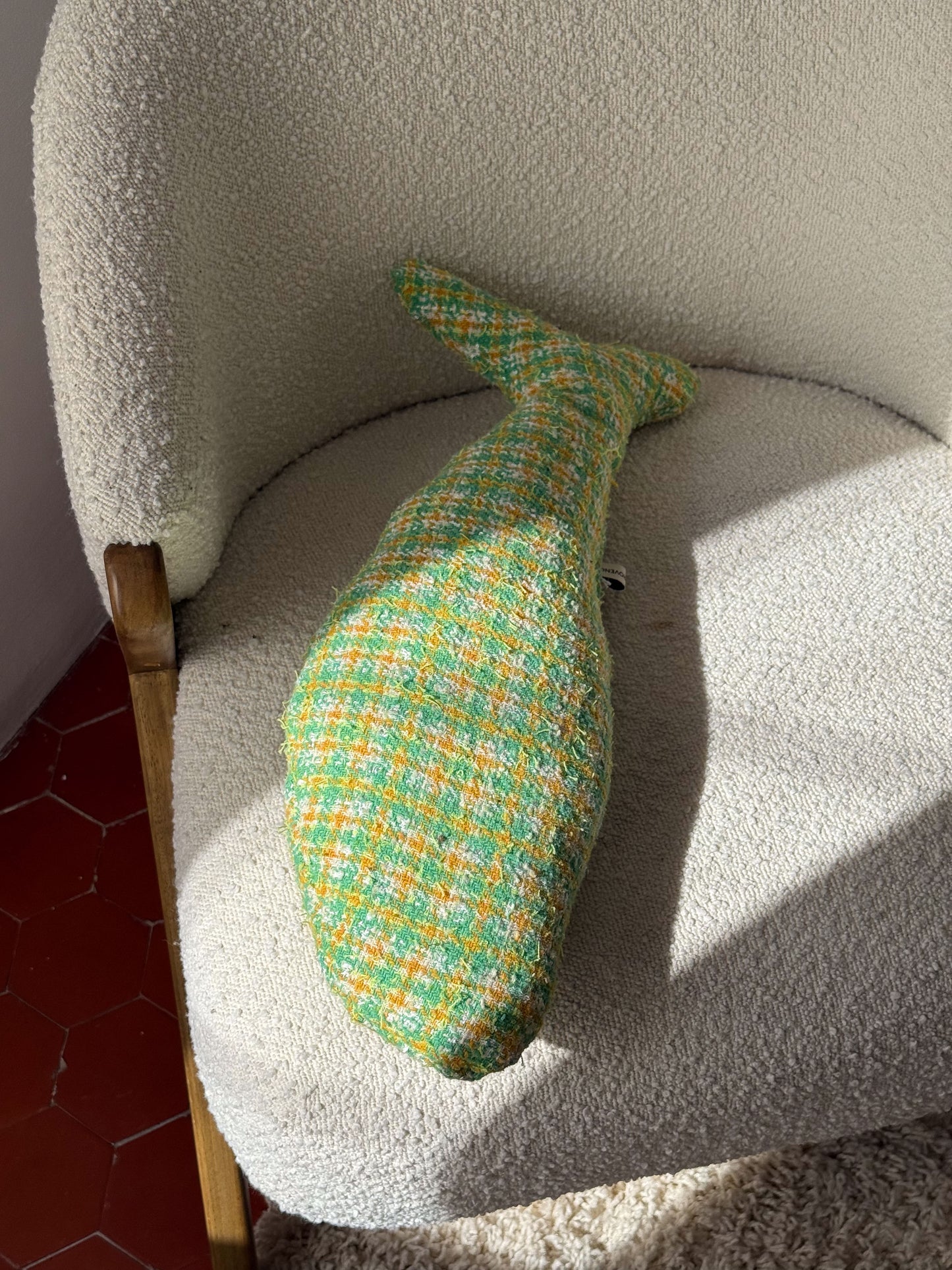 FISH PILLOW GREEN TWEED