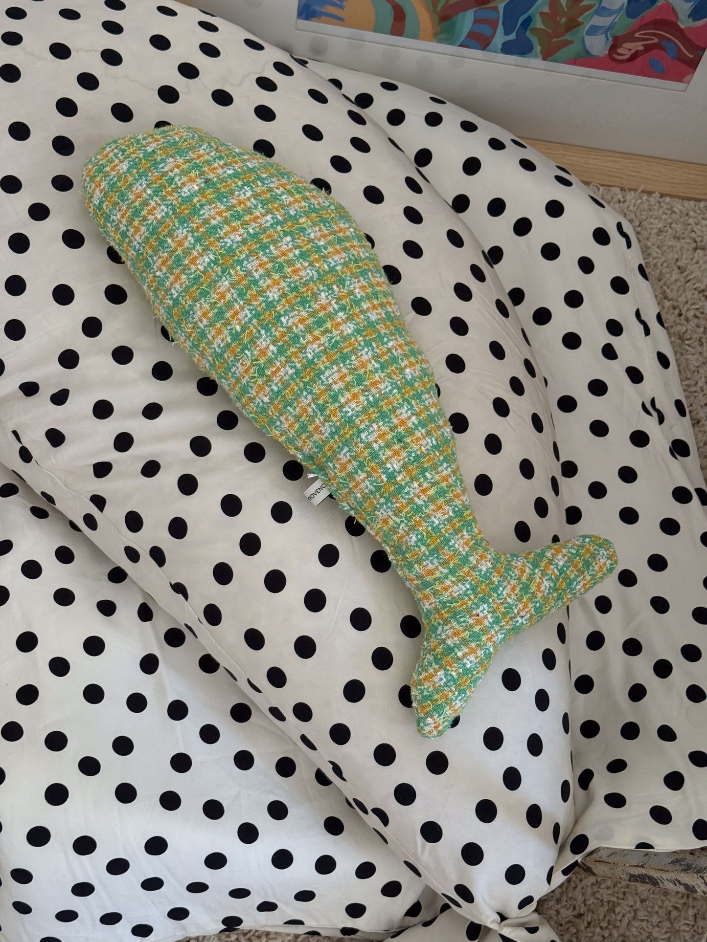 FISH PILLOW GREEN TWEED