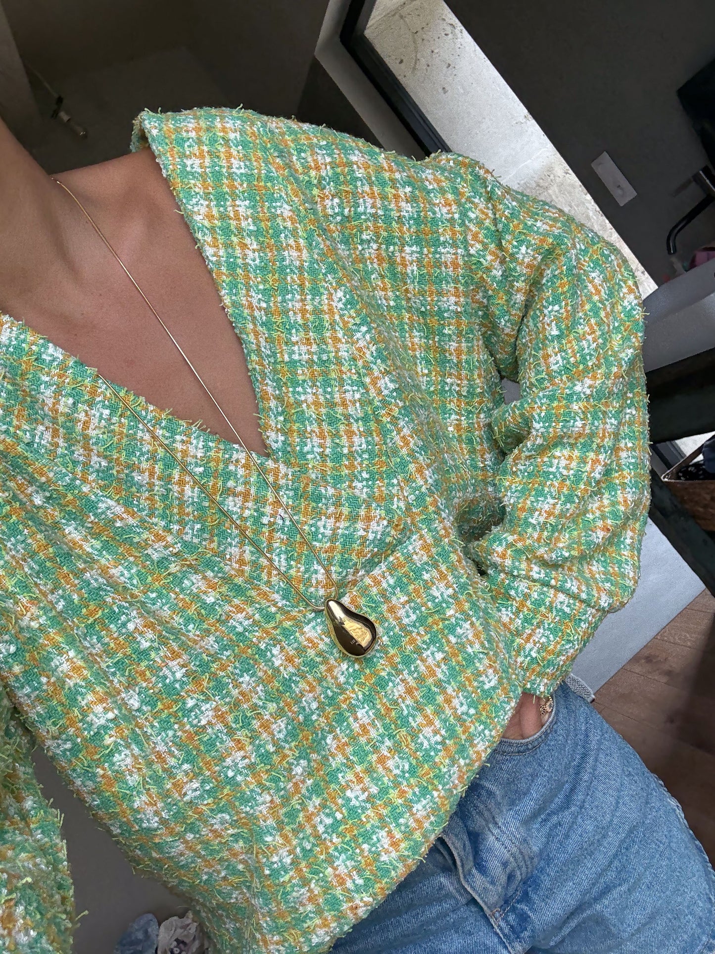 KNIT JUMPER GREEN TWEED
