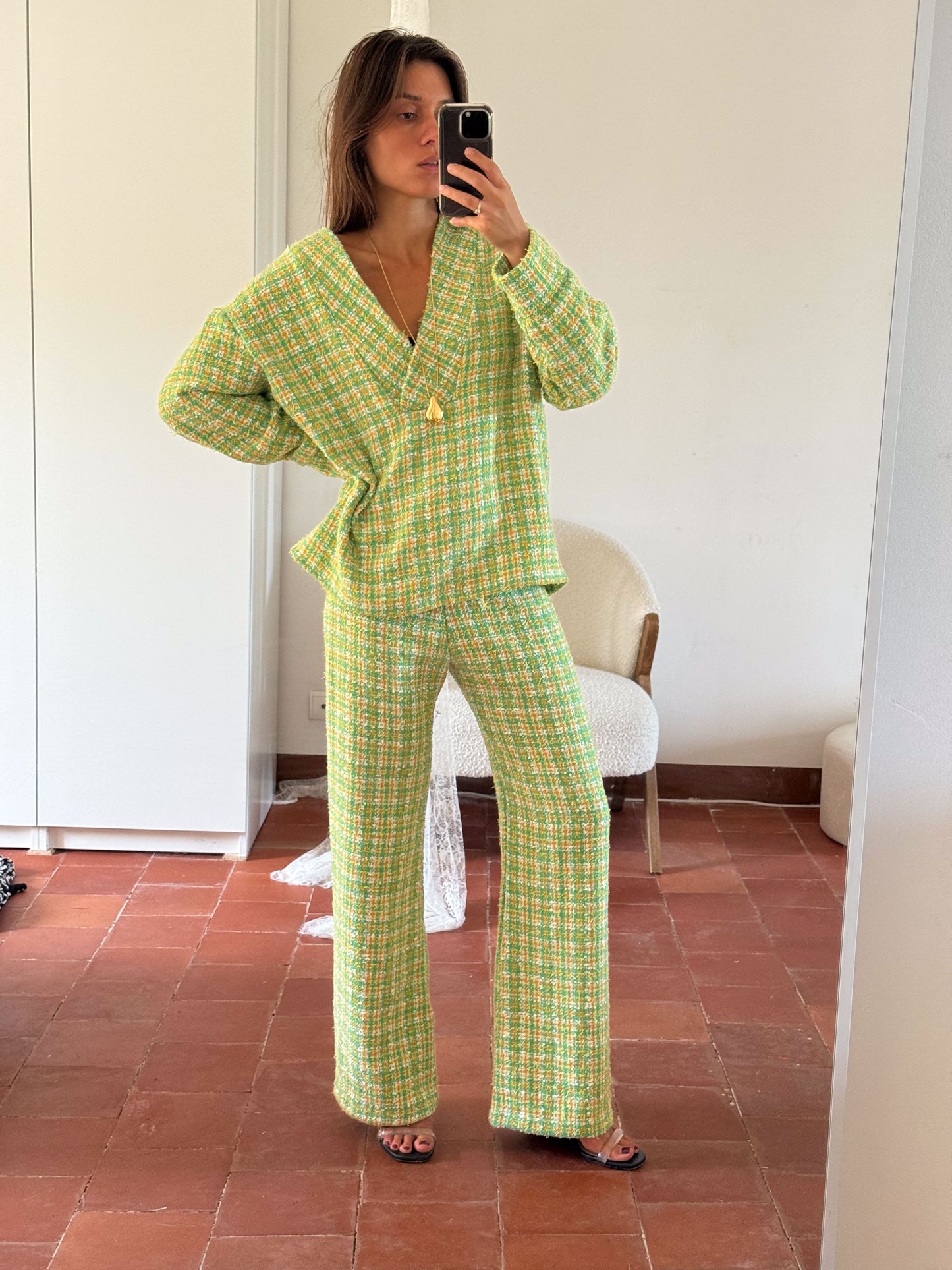 KNIT JUMPER GREEN TWEED