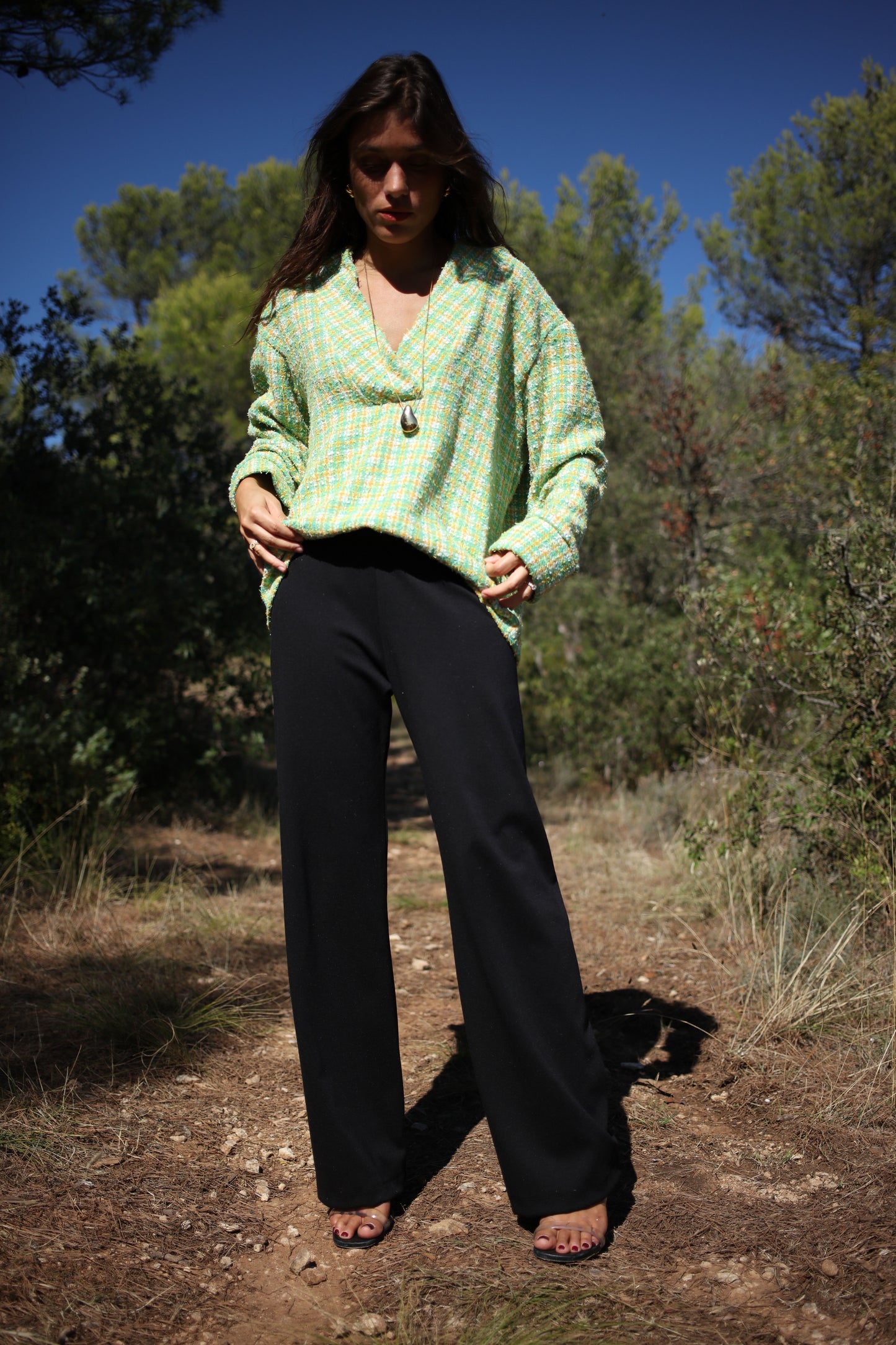 KNIT JUMPER GREEN TWEED