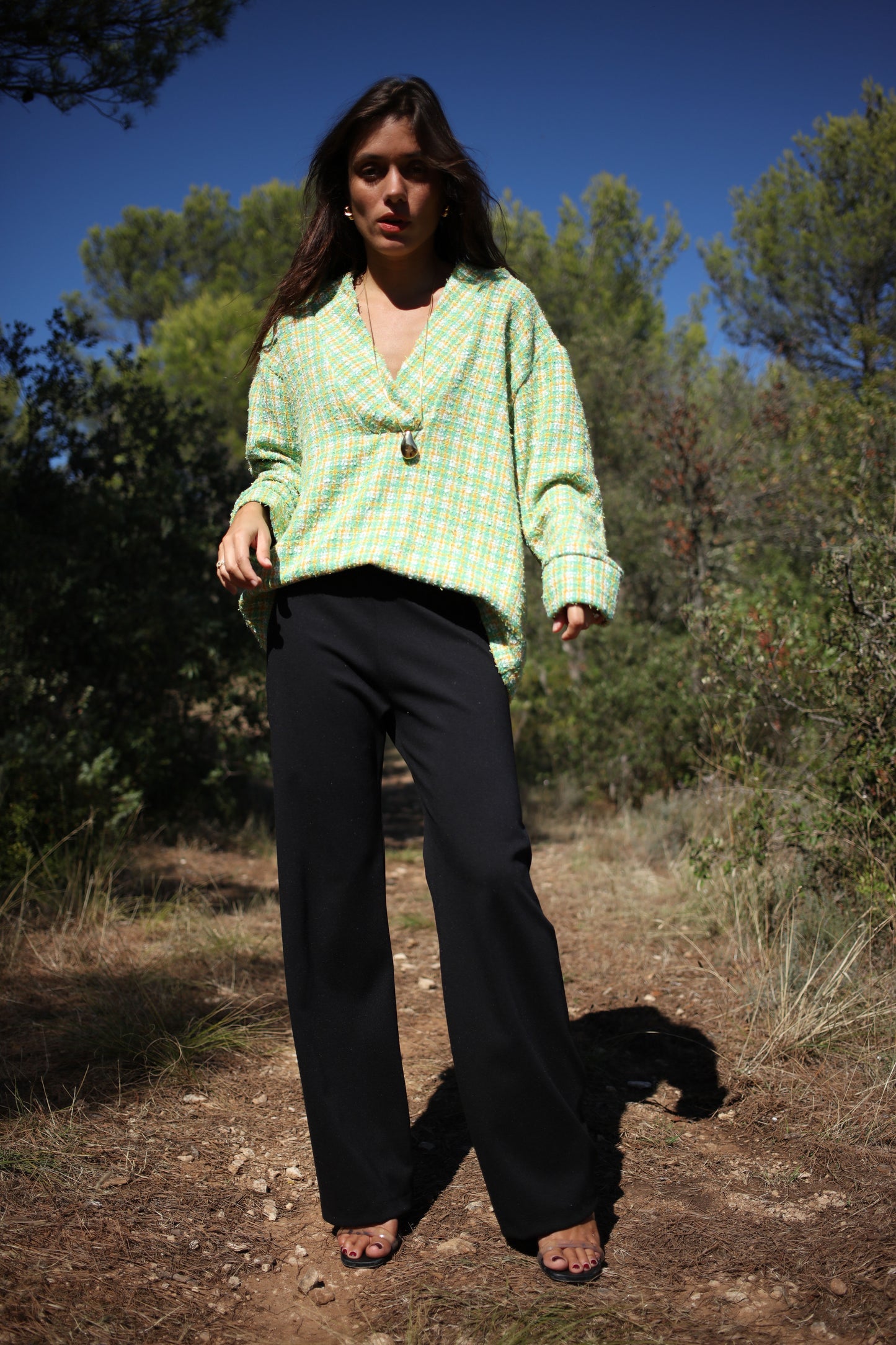 KNIT JUMPER GREEN TWEED