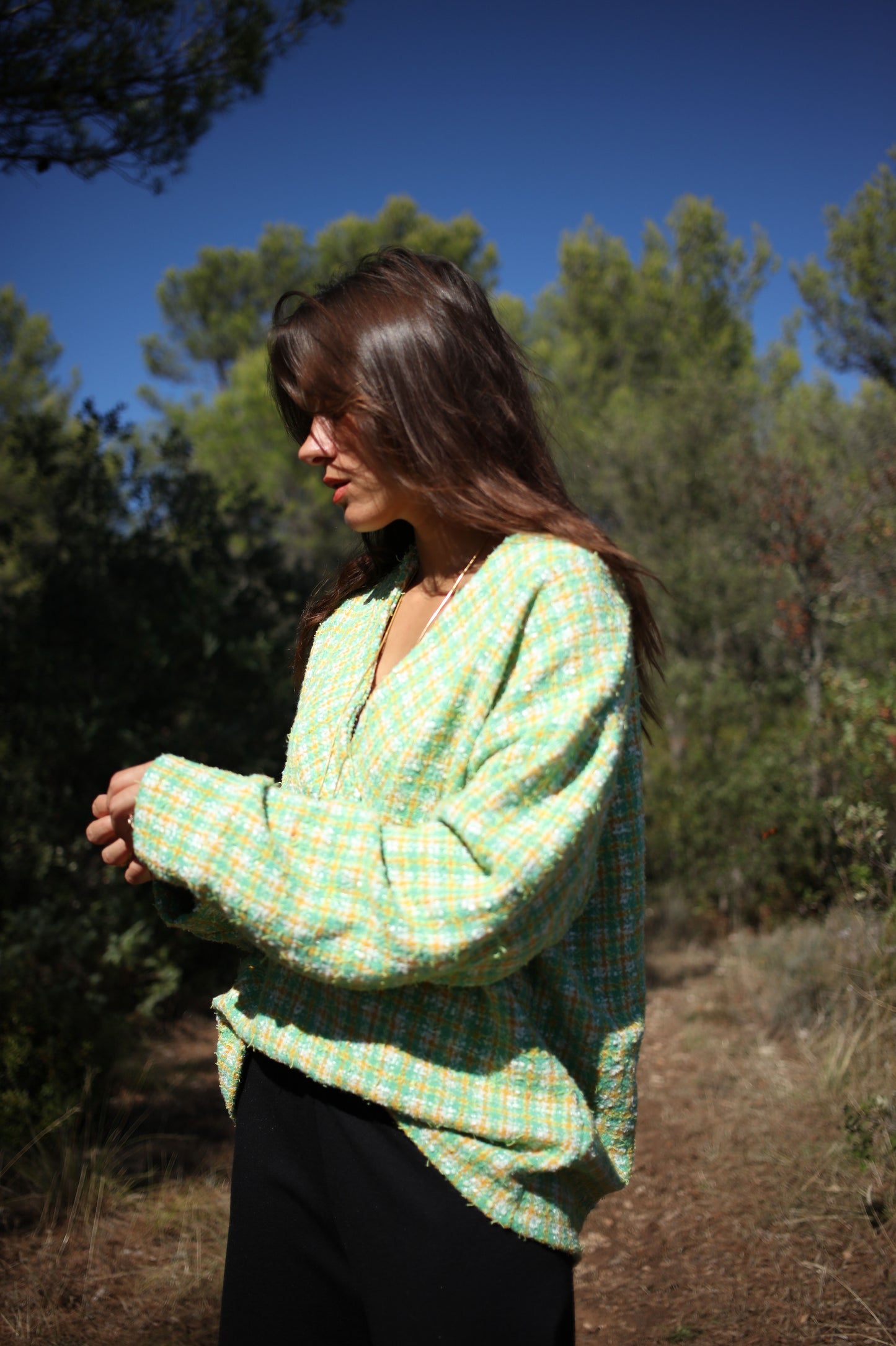 KNIT JUMPER GREEN TWEED