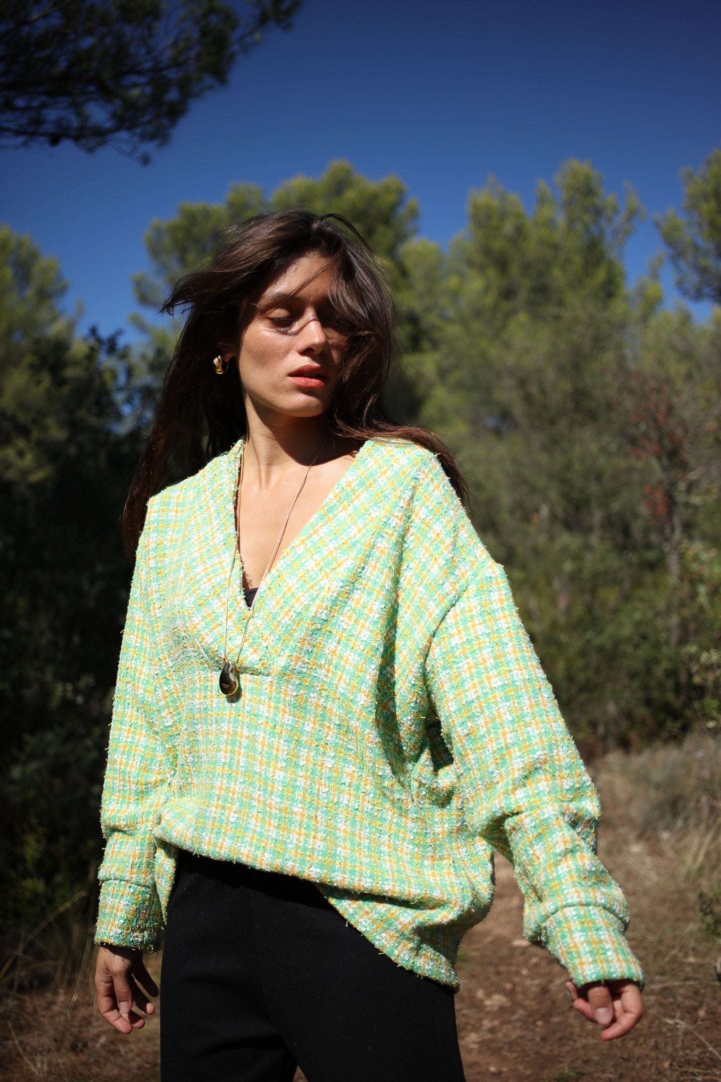 KNIT JUMPER GREEN TWEED