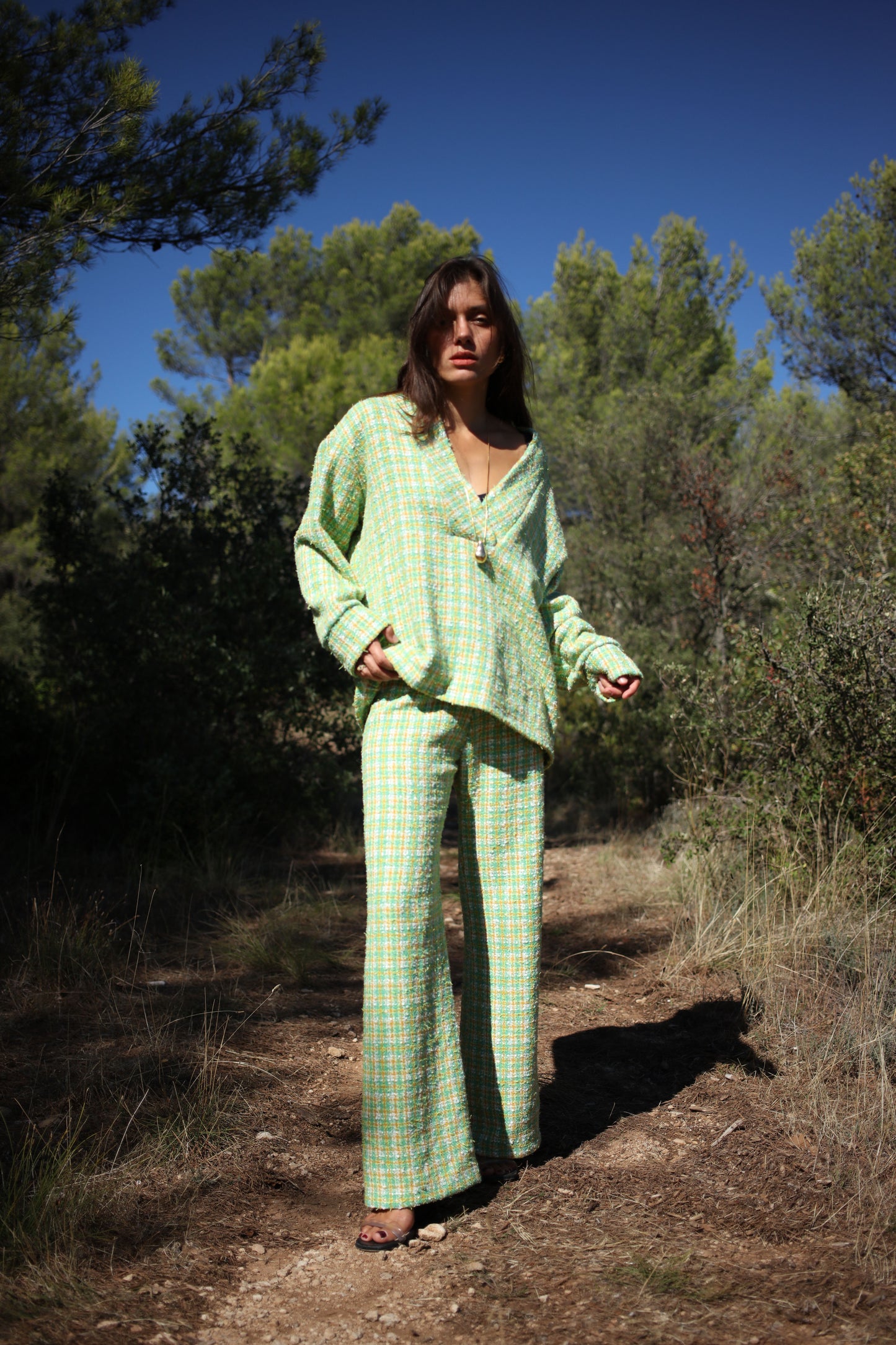 KNIT JUMPER GREEN TWEED