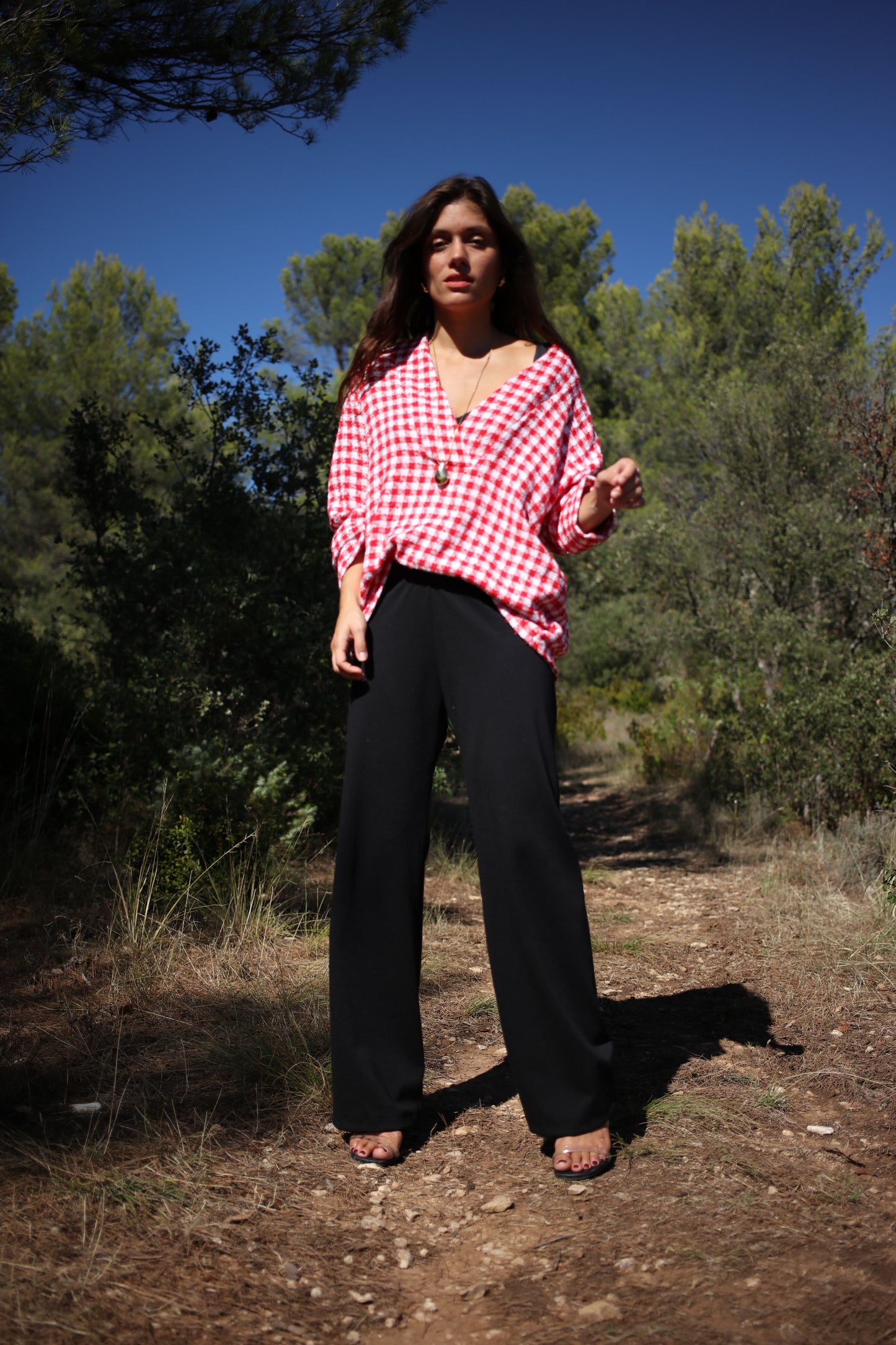 KNIT JUMPER RED TWEED