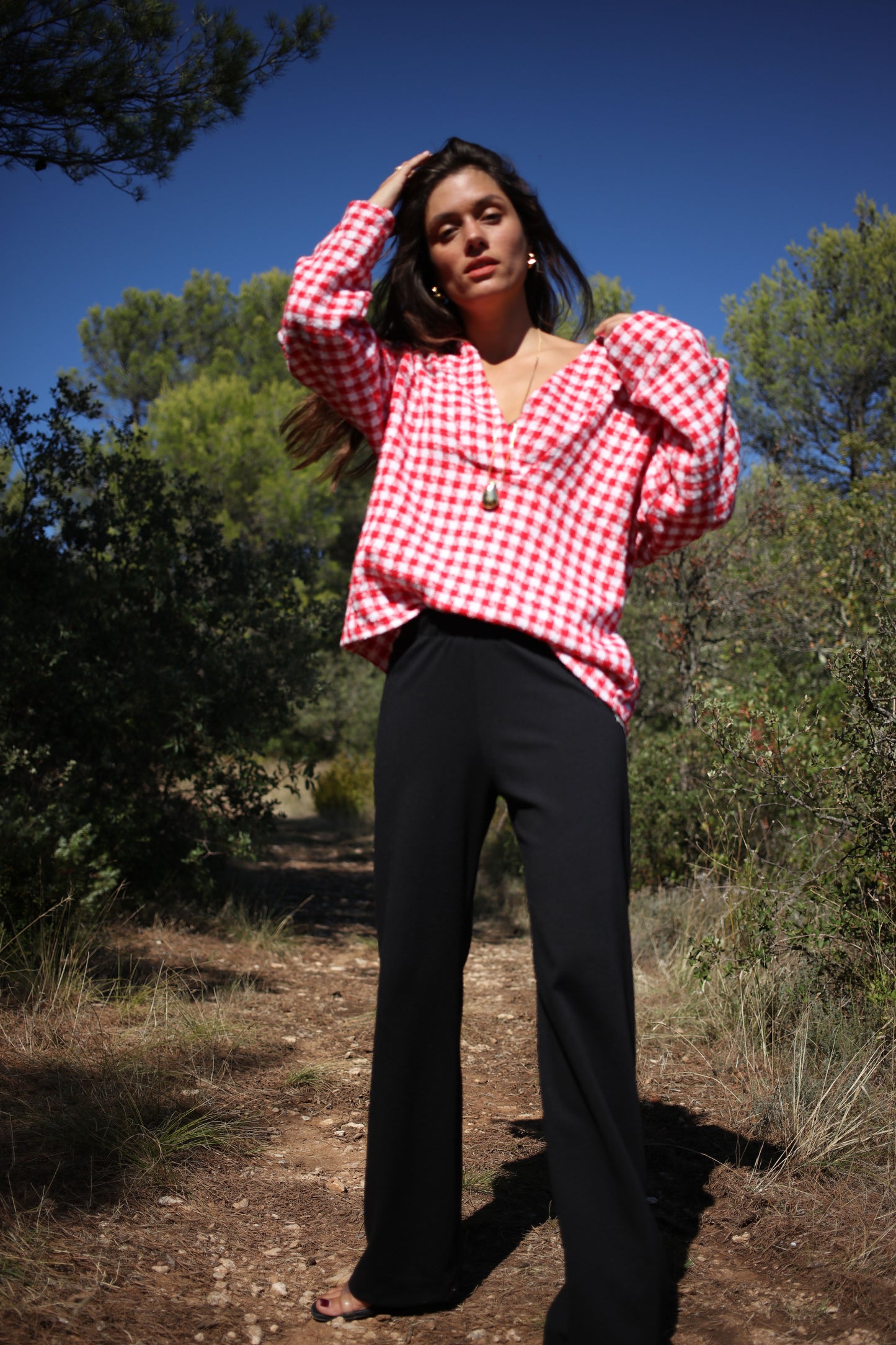 KNIT JUMPER RED TWEED