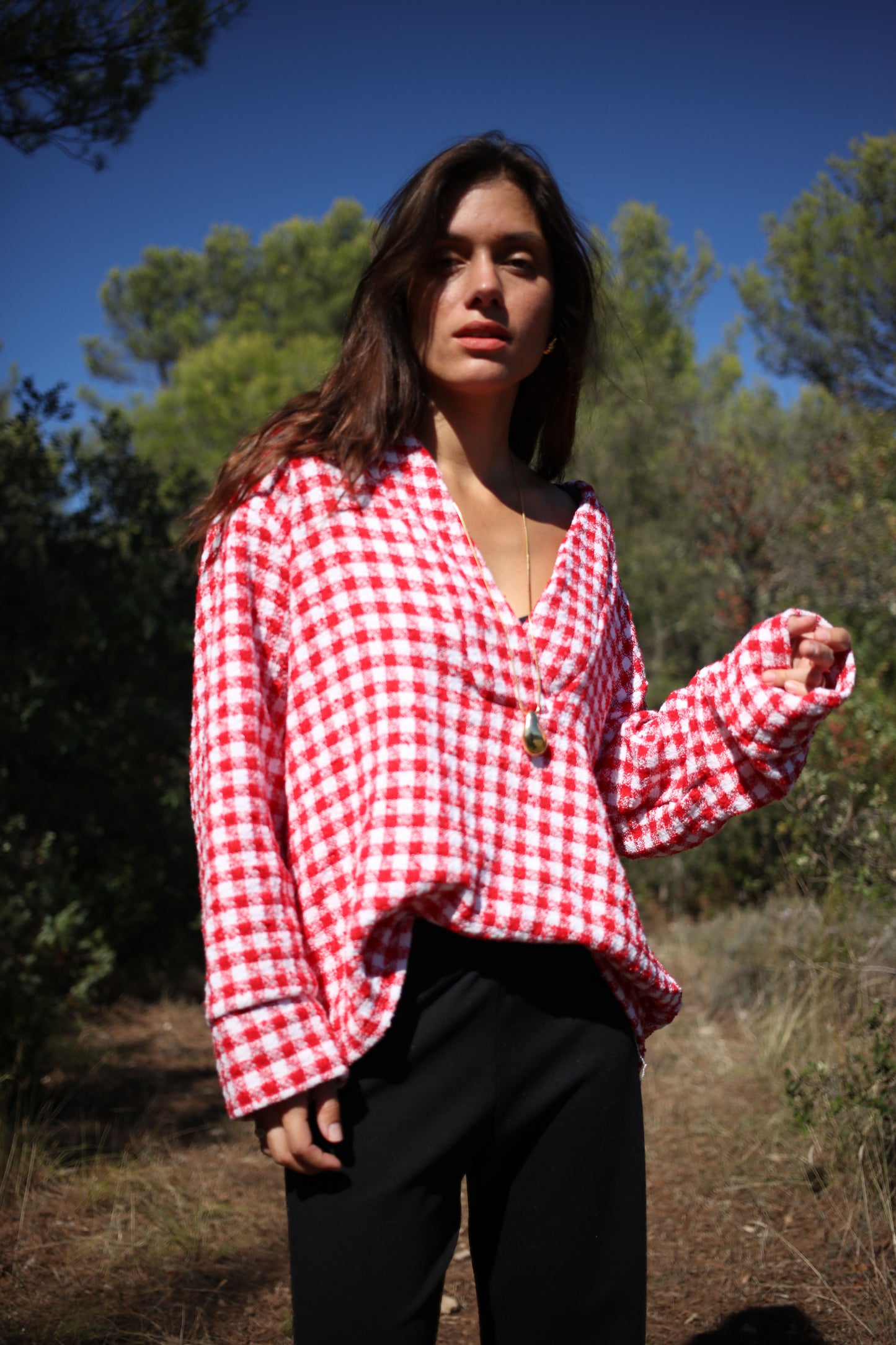 KNIT JUMPER RED TWEED