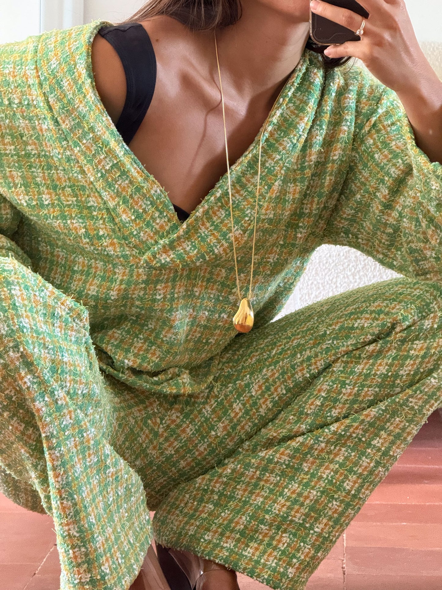 MATHILDA PANTS GREEN TWEED