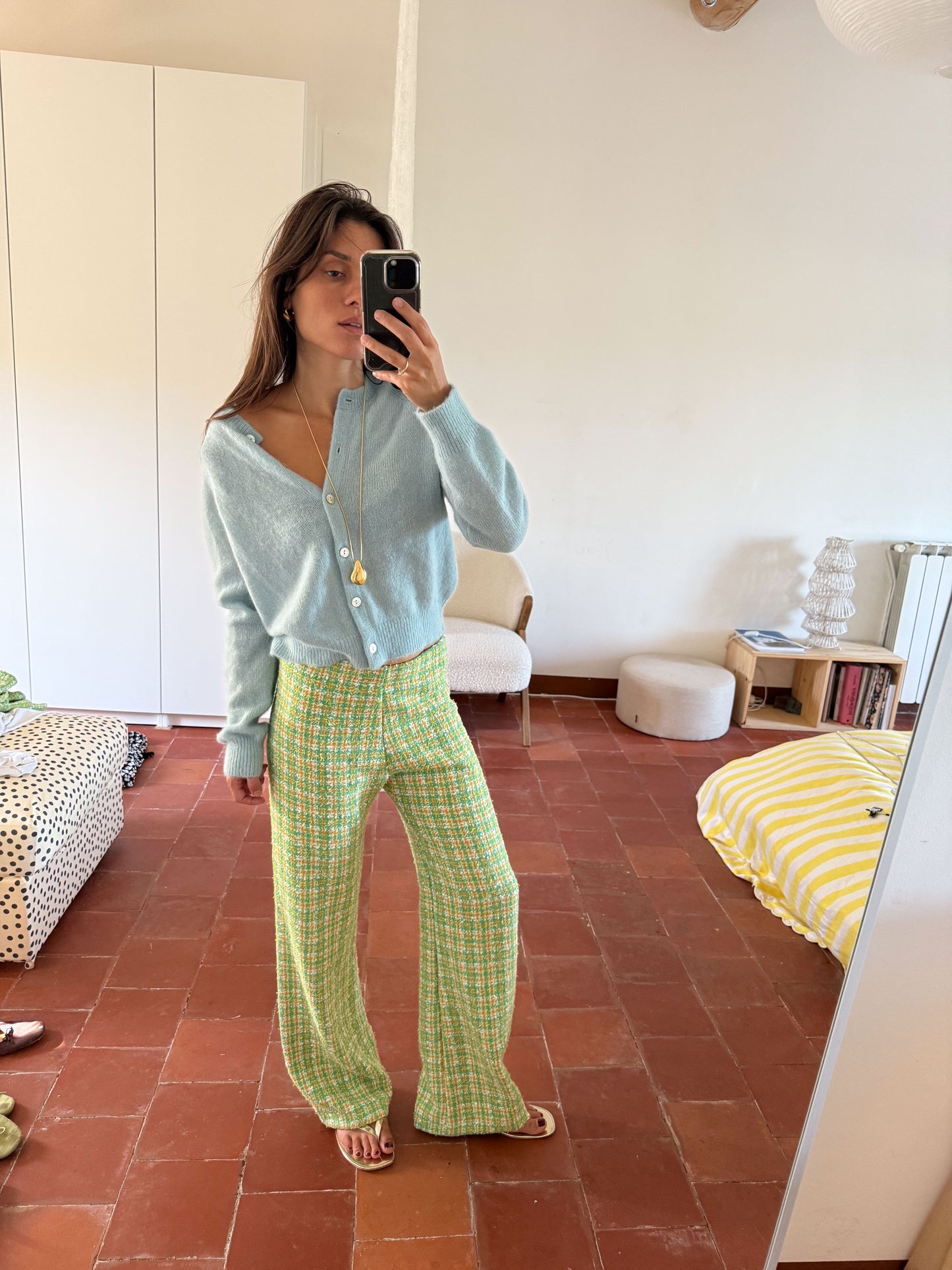 MATHILDA PANTS GREEN TWEED