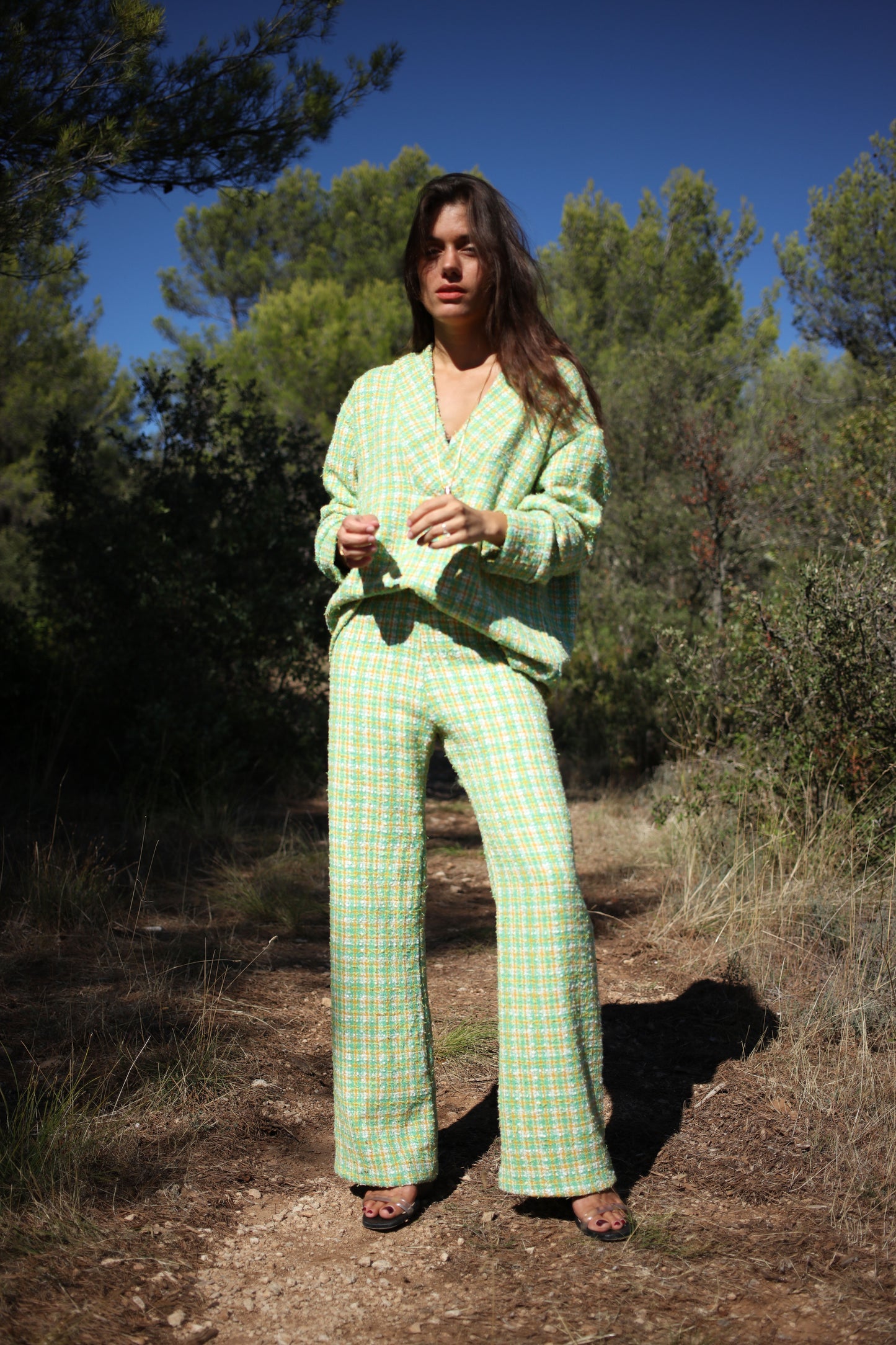 MATHILDA PANTS GREEN TWEED