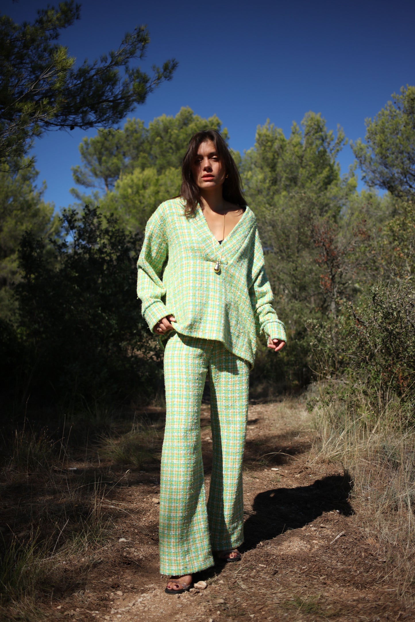 MATHILDA PANTS GREEN TWEED