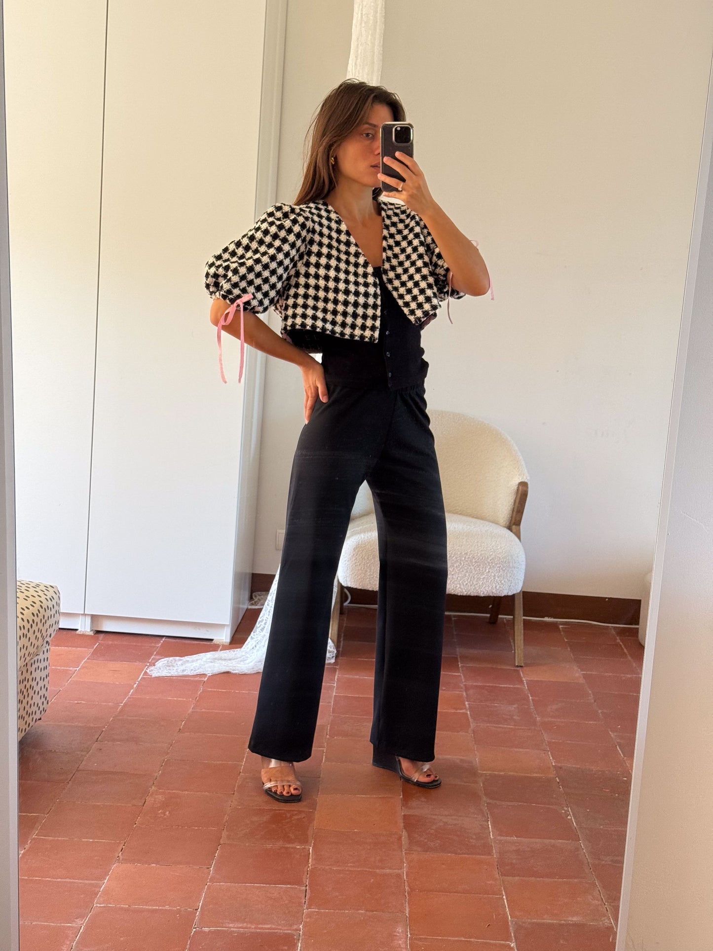 JANE TOP BLACK TWEED