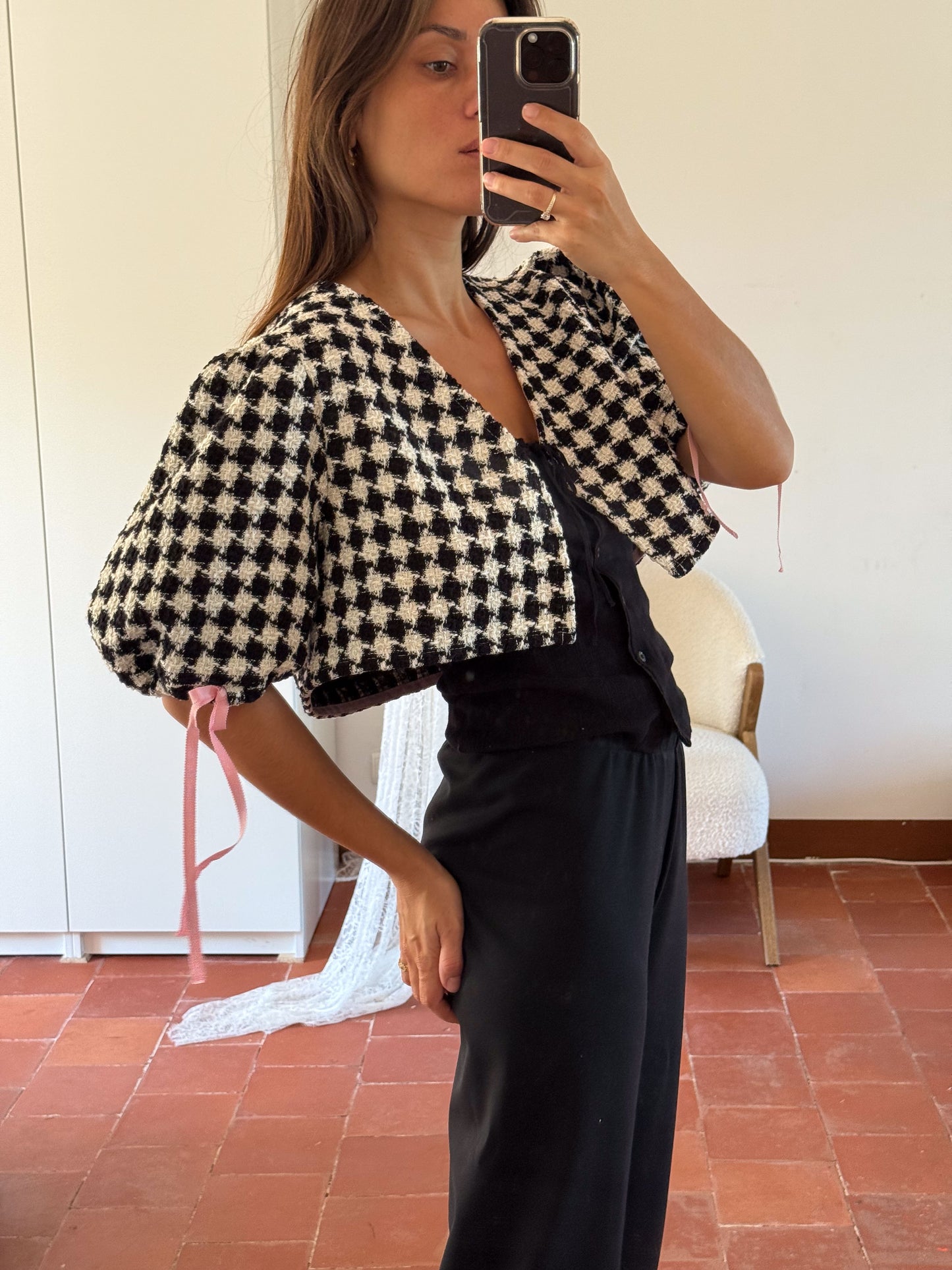 JANE TOP BLACK TWEED