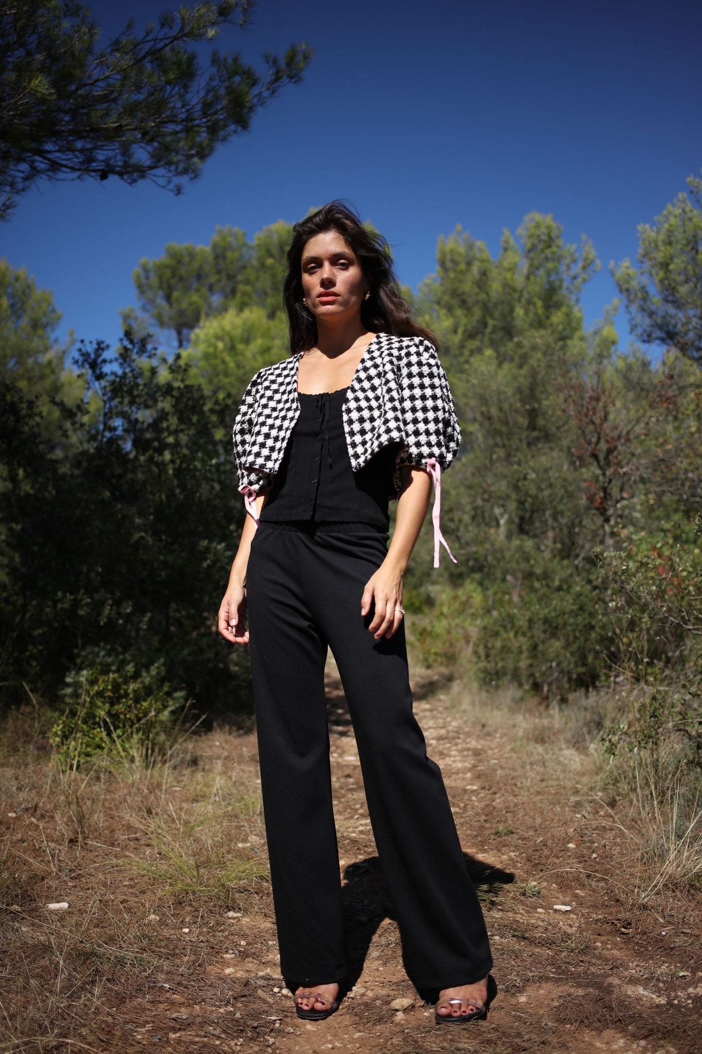 JANE TOP BLACK TWEED
