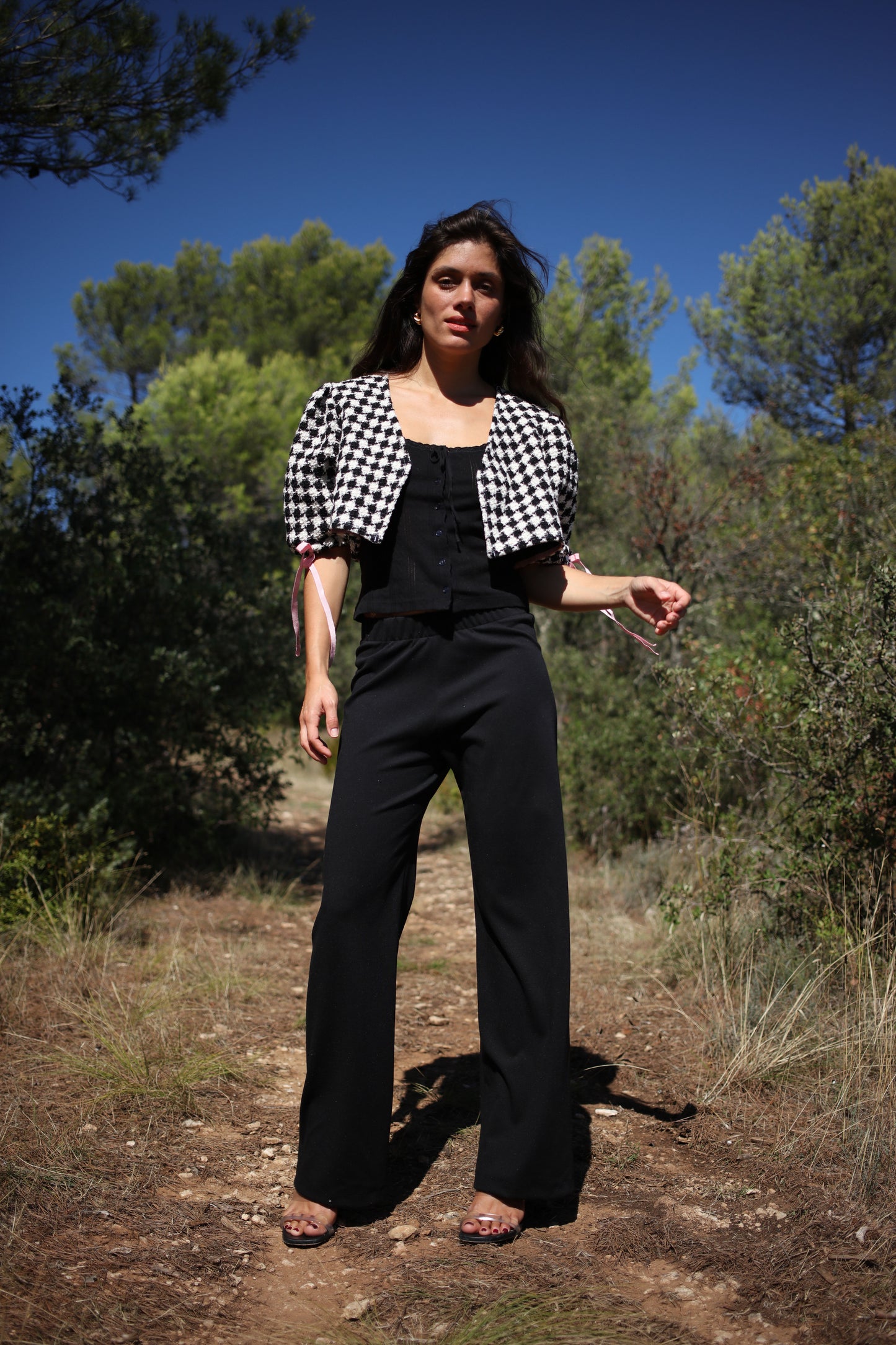JANE TOP BLACK TWEED