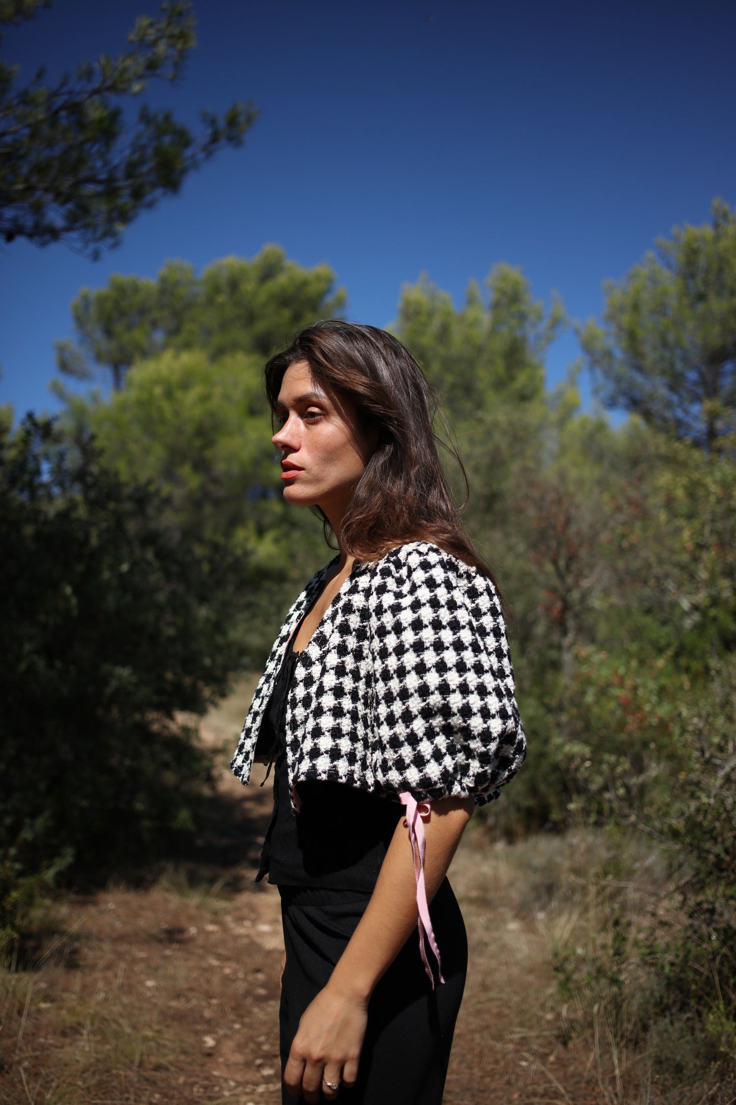JANE TOP BLACK TWEED