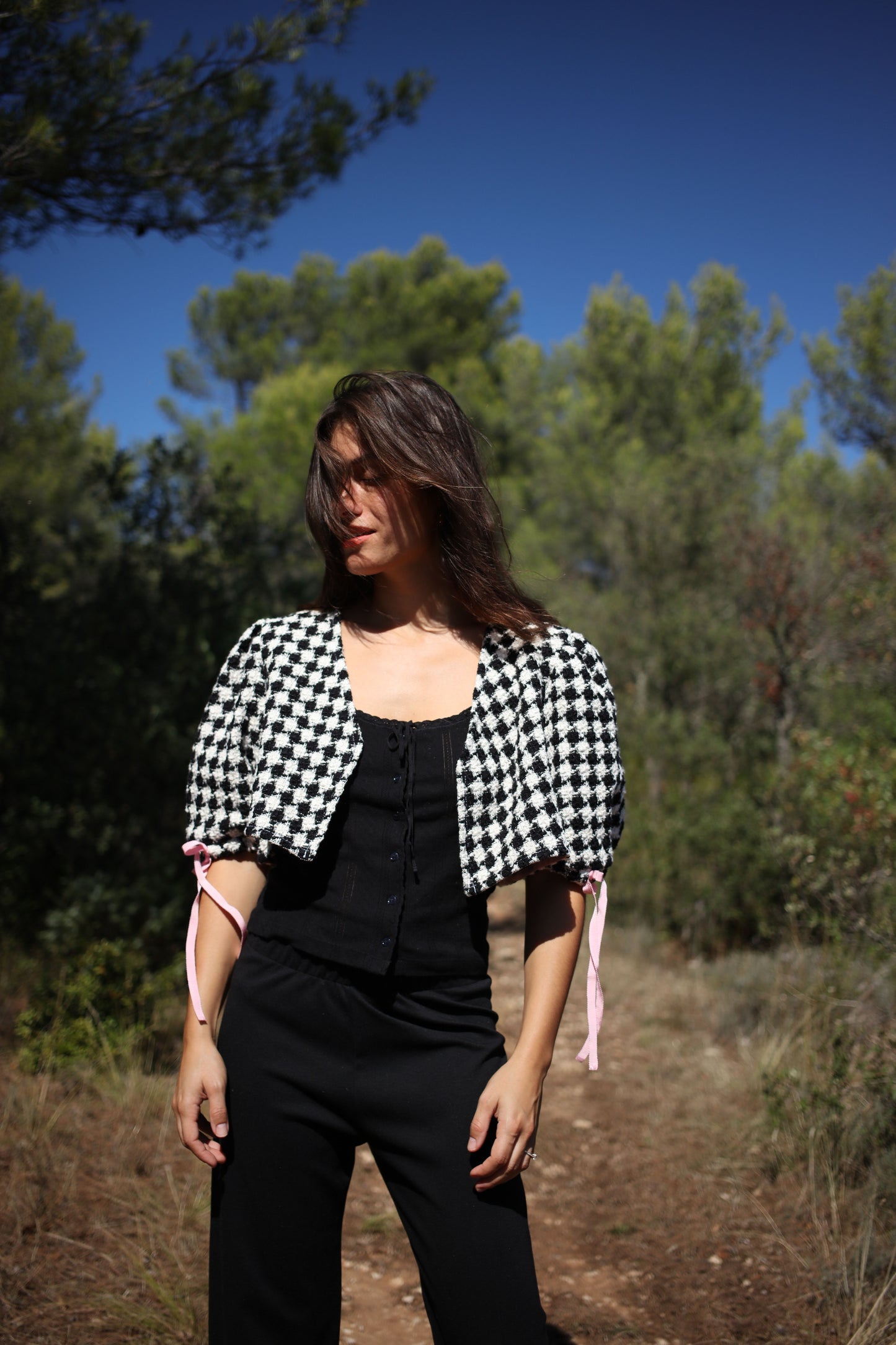 JANE TOP BLACK TWEED