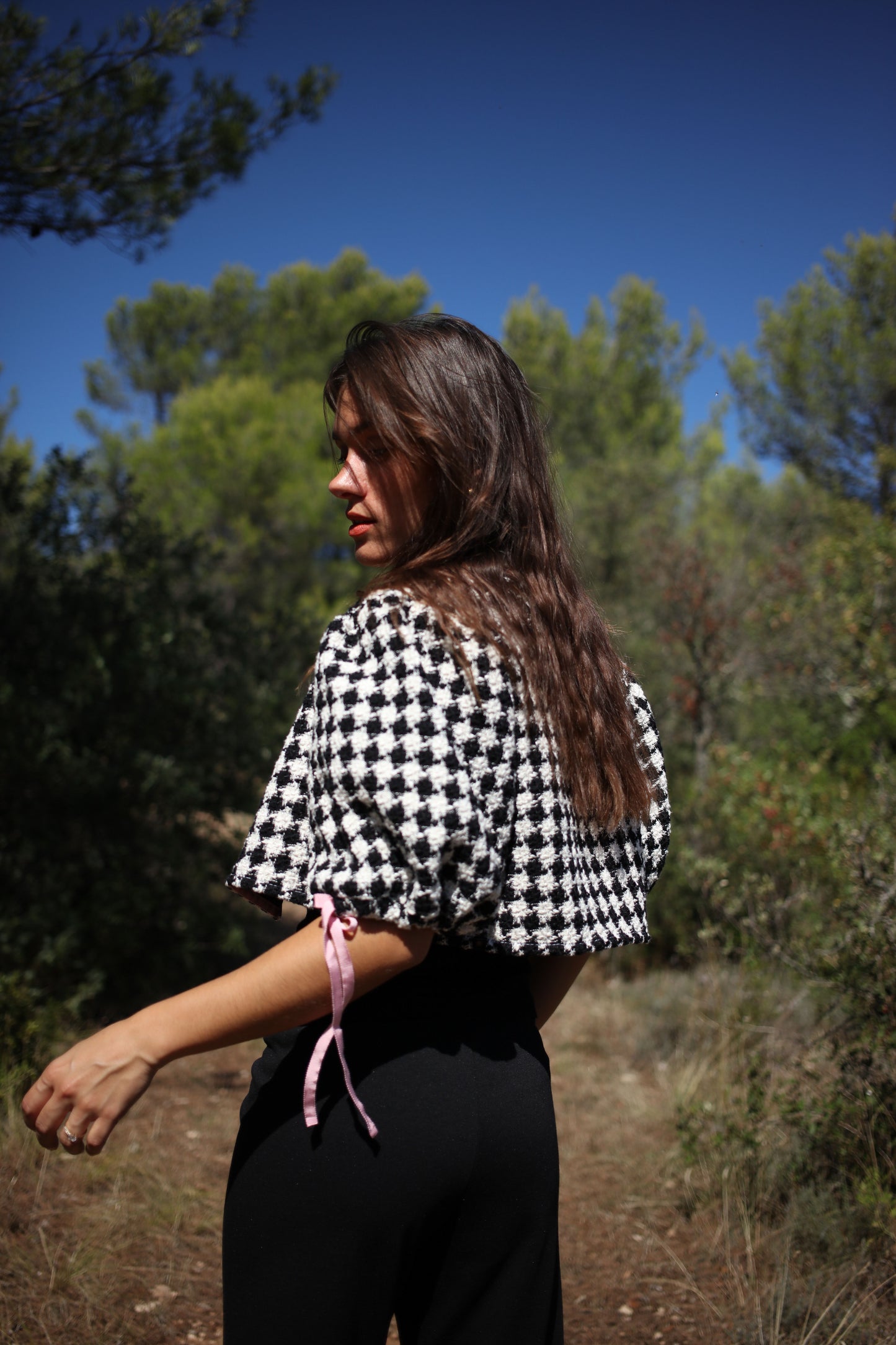 JANE TOP BLACK TWEED