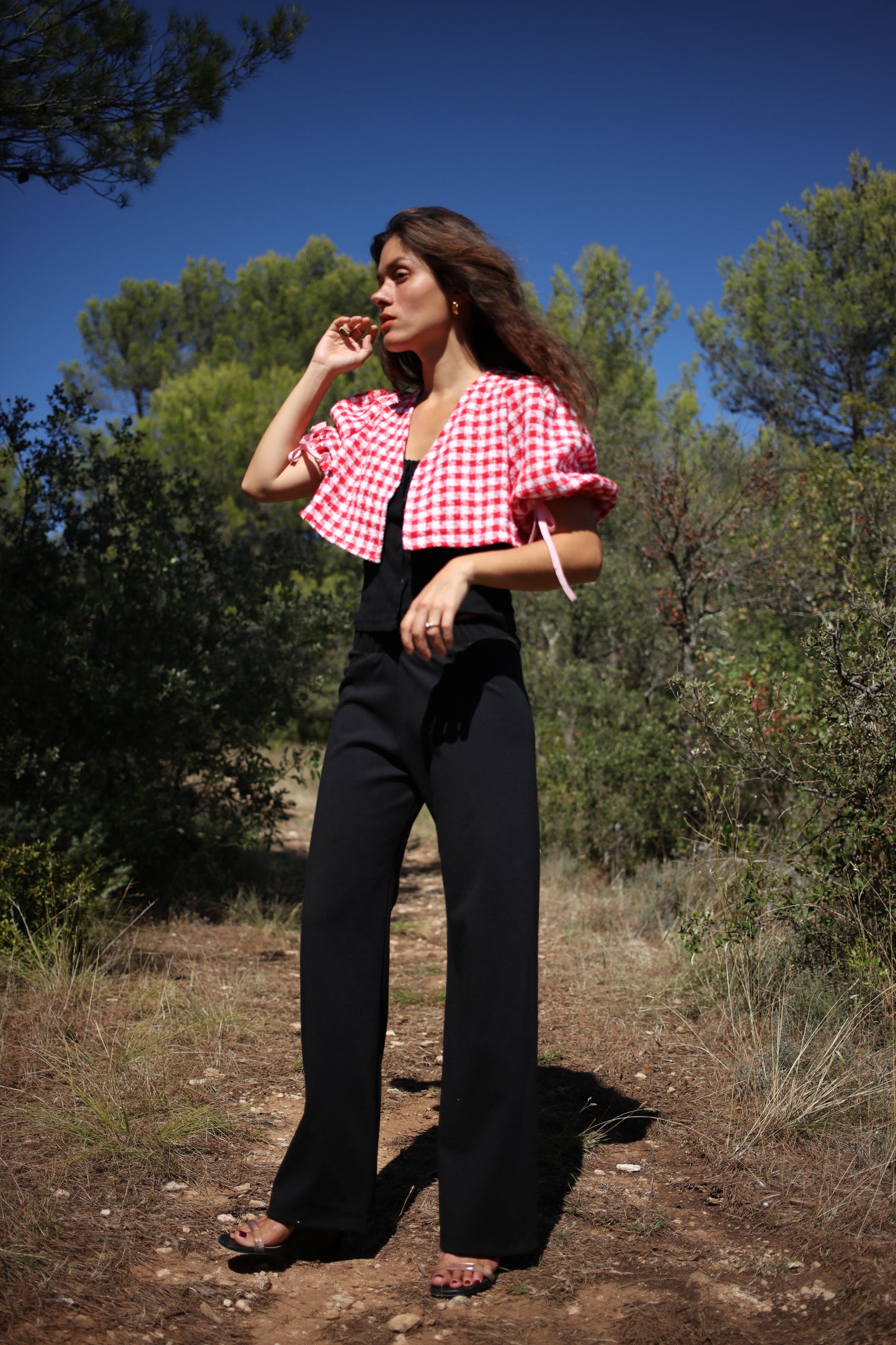 JANE TOP RED TWEED