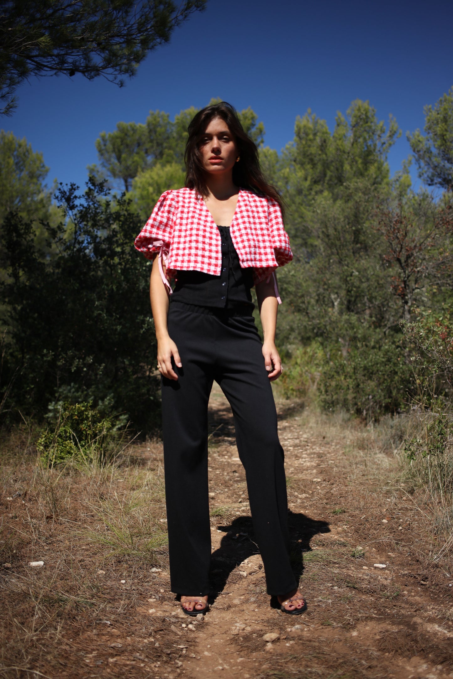 JANE TOP RED TWEED