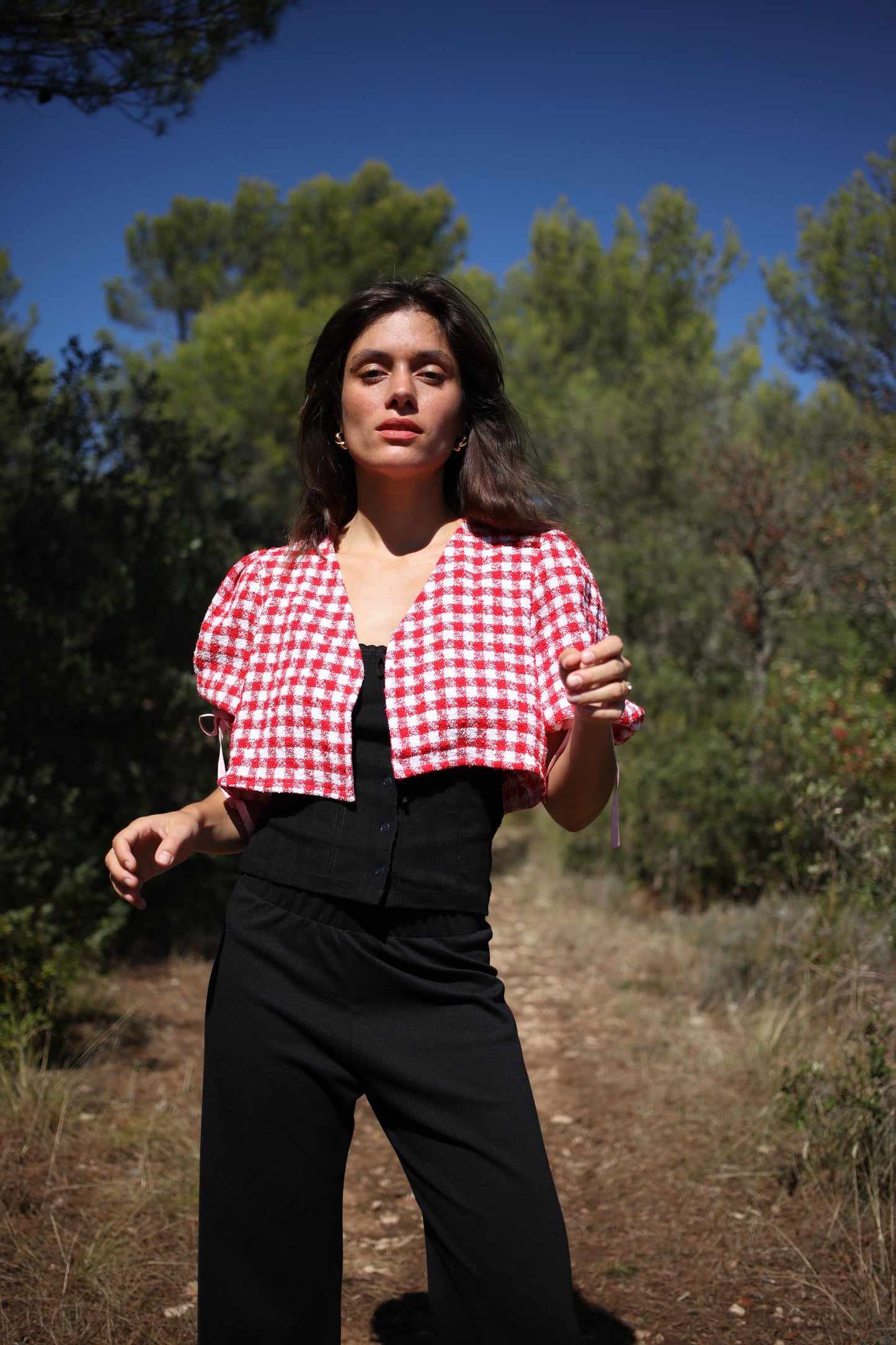 JANE TOP RED TWEED
