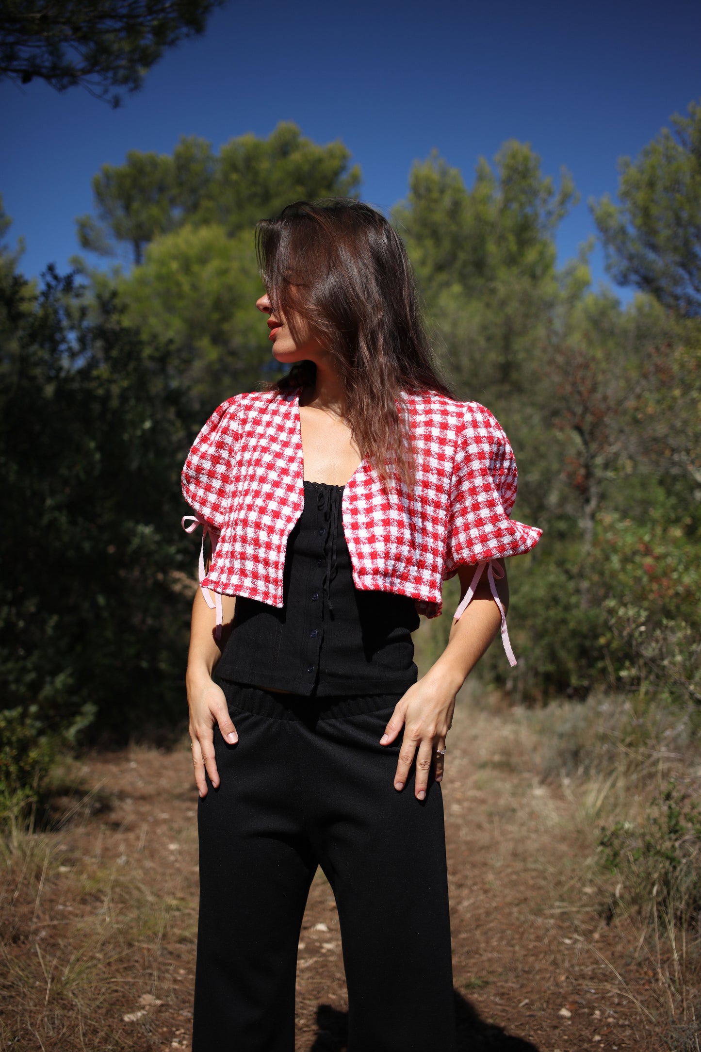 JANE TOP RED TWEED