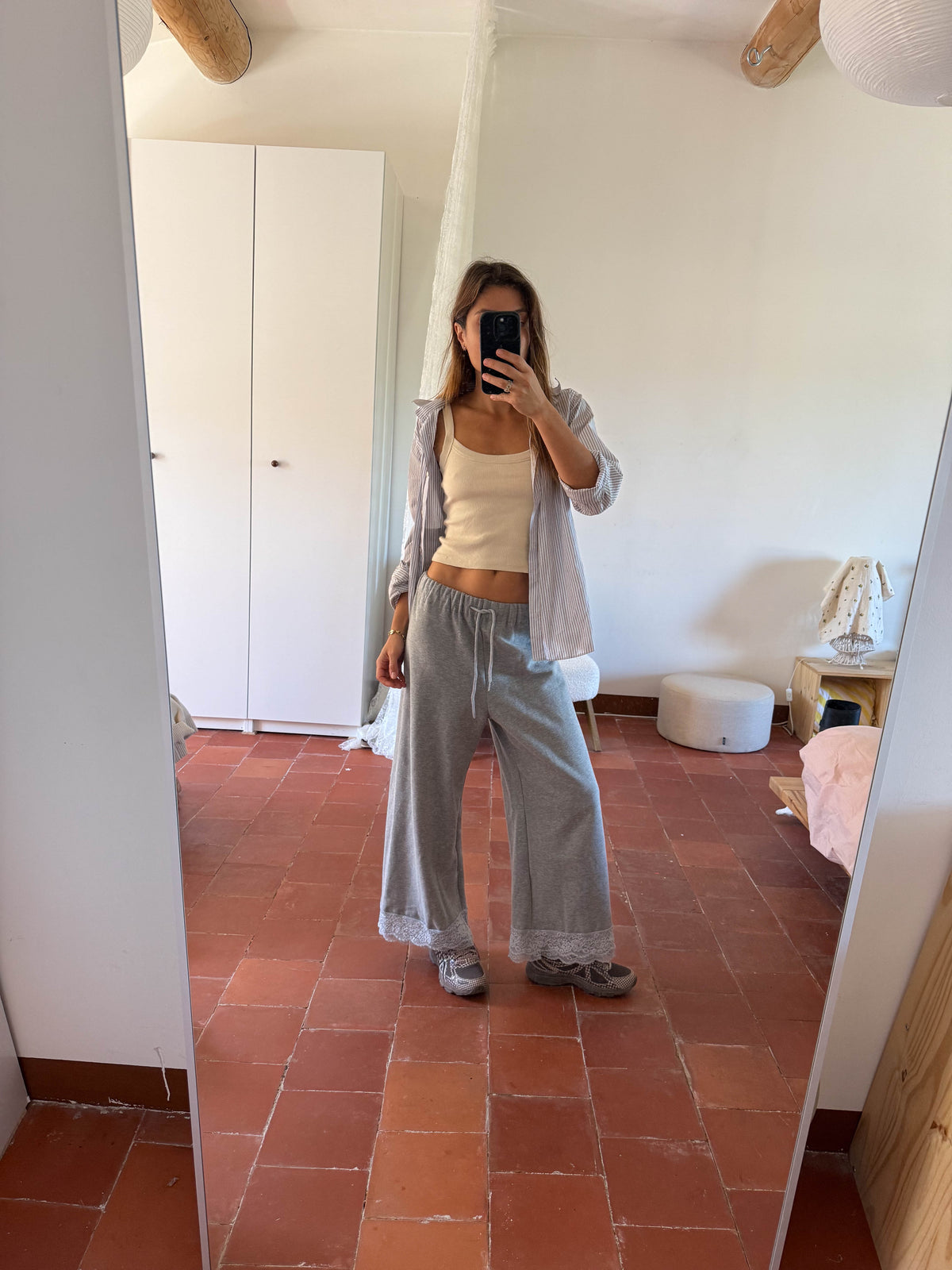 CAROLINE PANTS GREY LACE