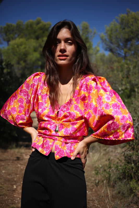 LINE BLOUSE SILK FLORAL
