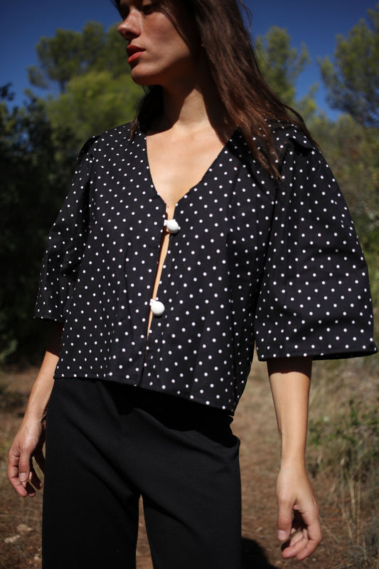 RAYOL BLOUSE POLKA BLACK