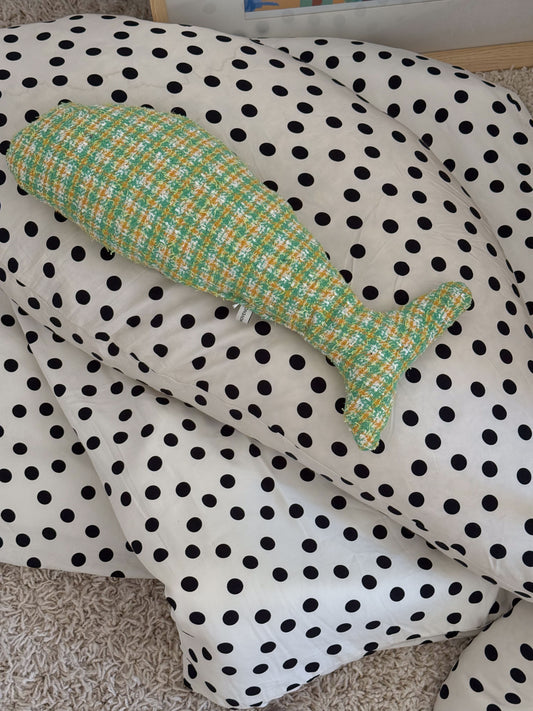 FISH PILLOW GREEN TWEED