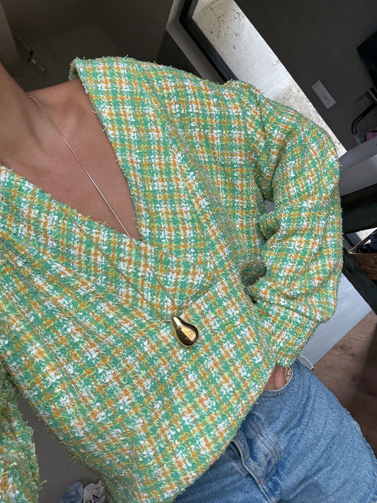 KNIT JUMPER GREEN TWEED