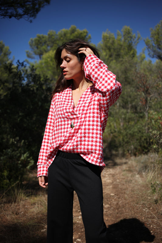 KNIT JUMPER RED TWEED