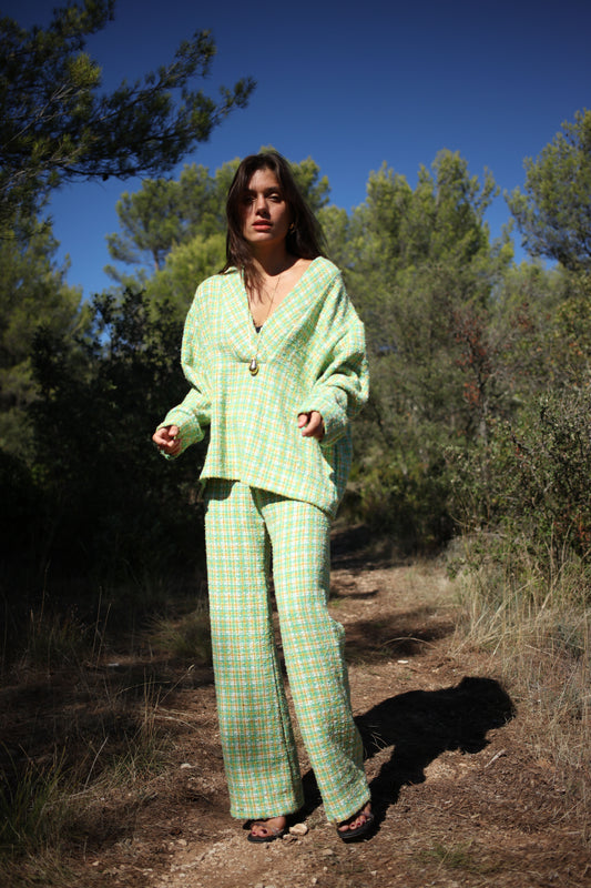 MATHILDA PANTS GREEN TWEED