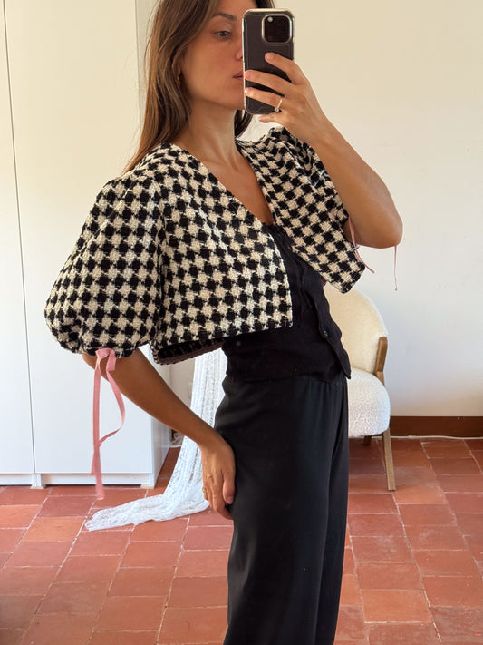 JANE TOP BLACK TWEED