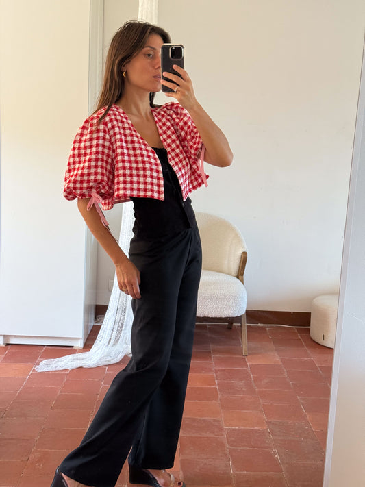 JANE TOP RED TWEED