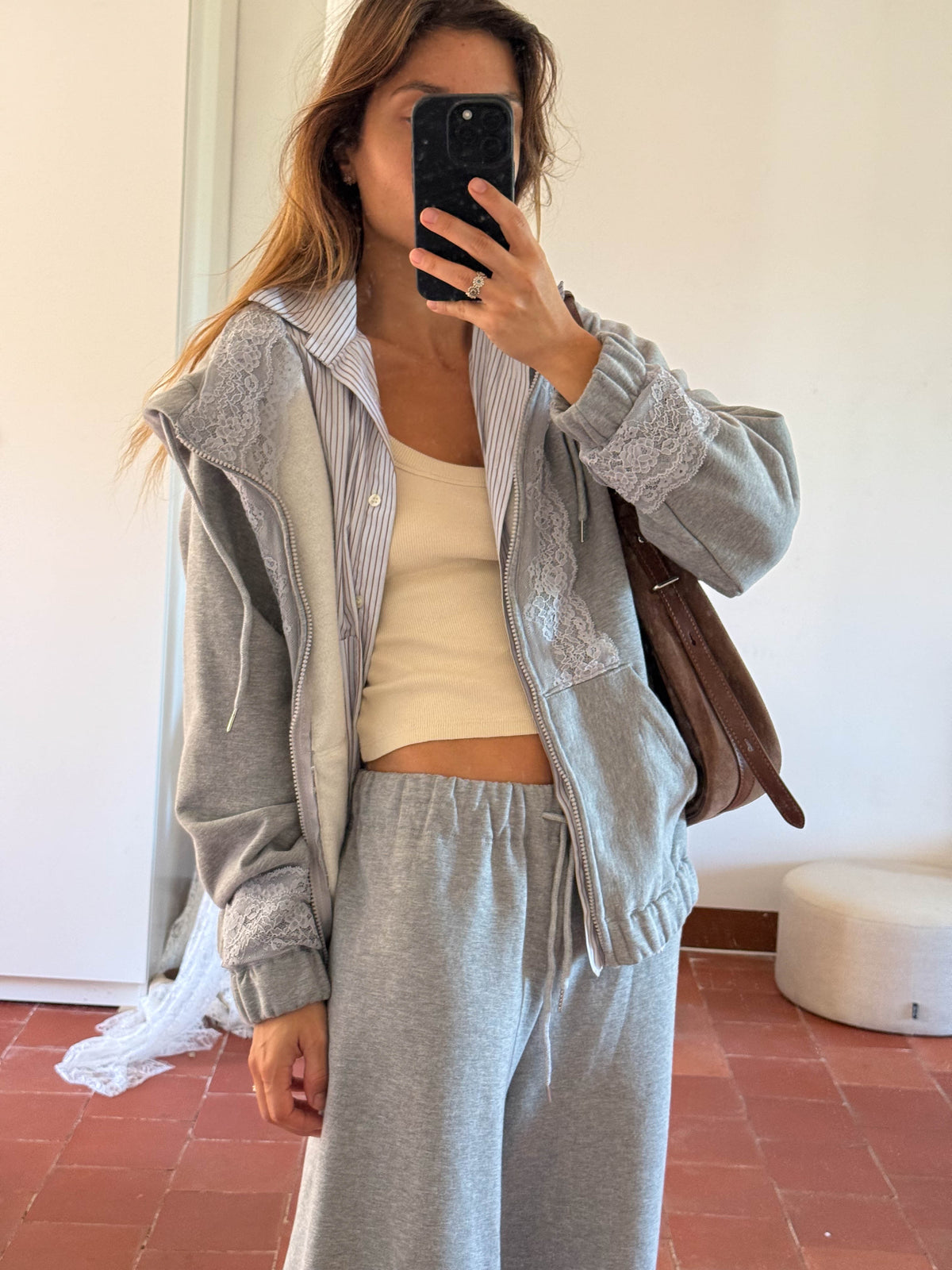 MONA HOODIE GREY LACE