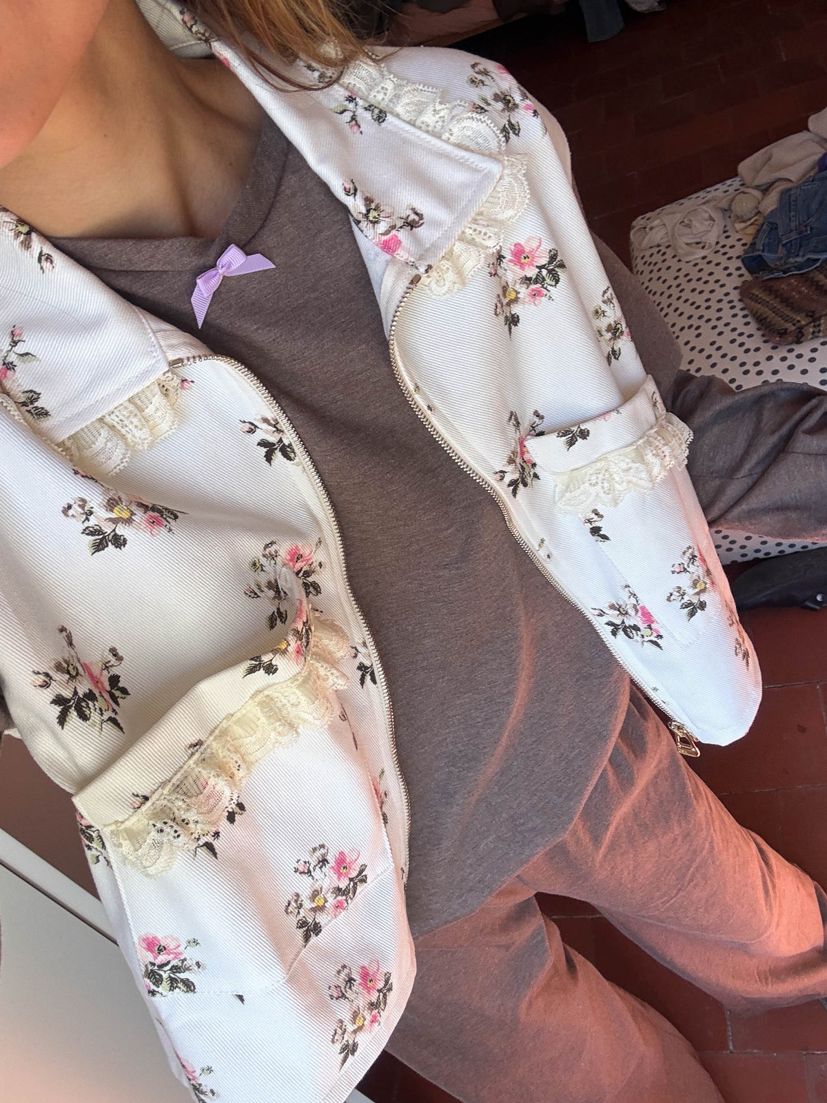 LEO DENIM VEST FLORAL