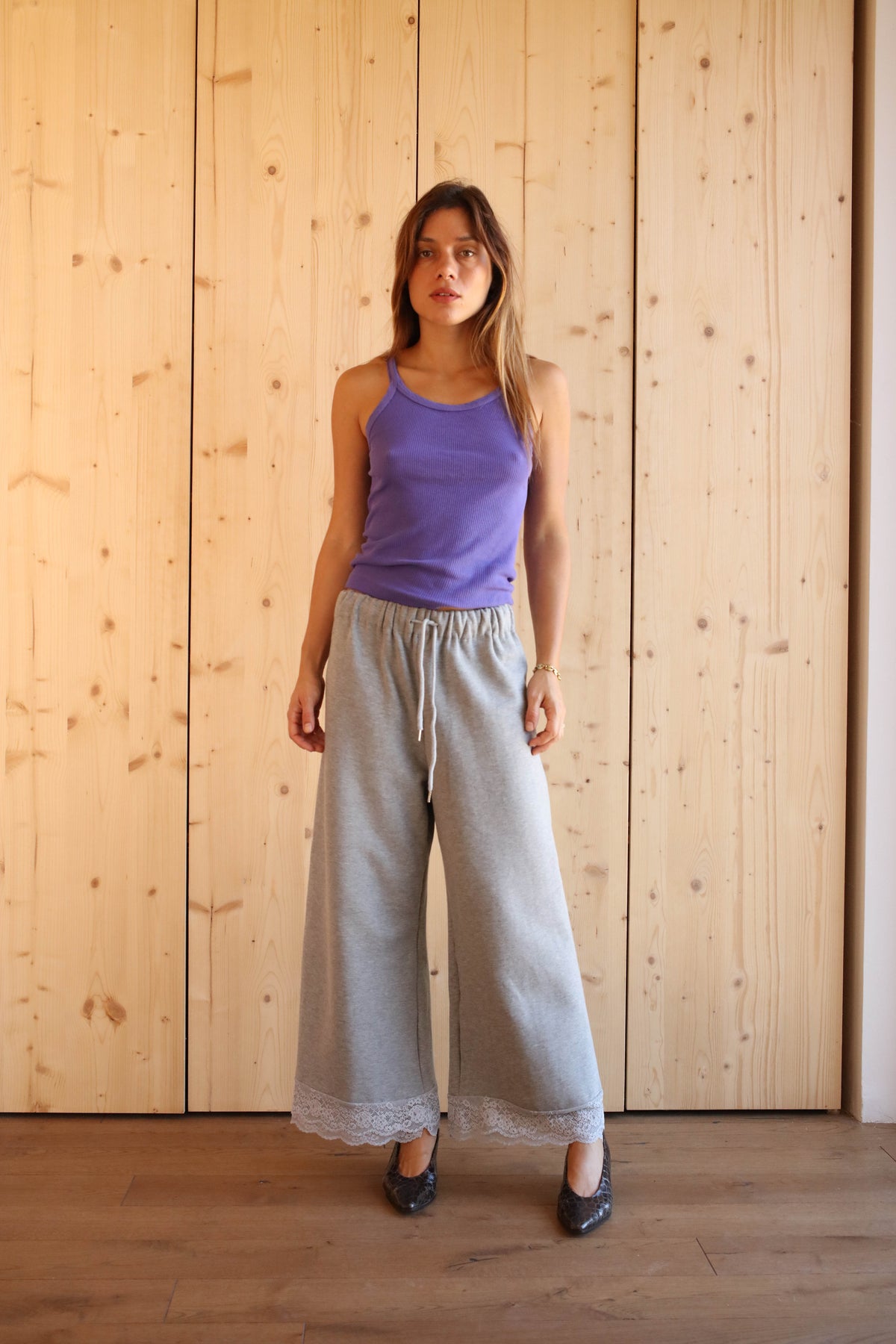 CAROLINE PANTS GREY LACE